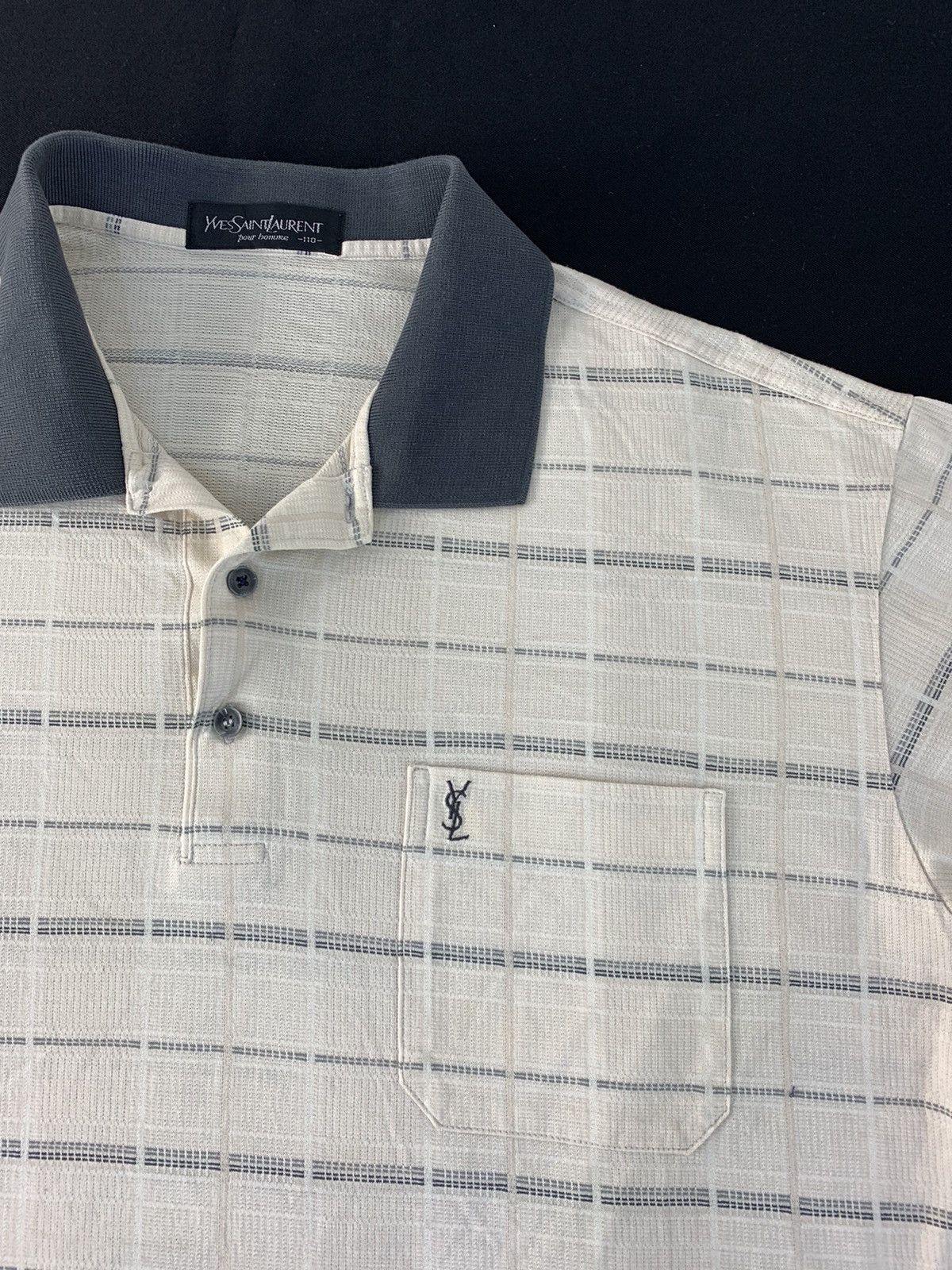 Vintage 90s Yves Saint Lauren Pour Homme Striped Pocket Polo Tee Size US XL / EU 56 / 4 - 4 Thumbnail