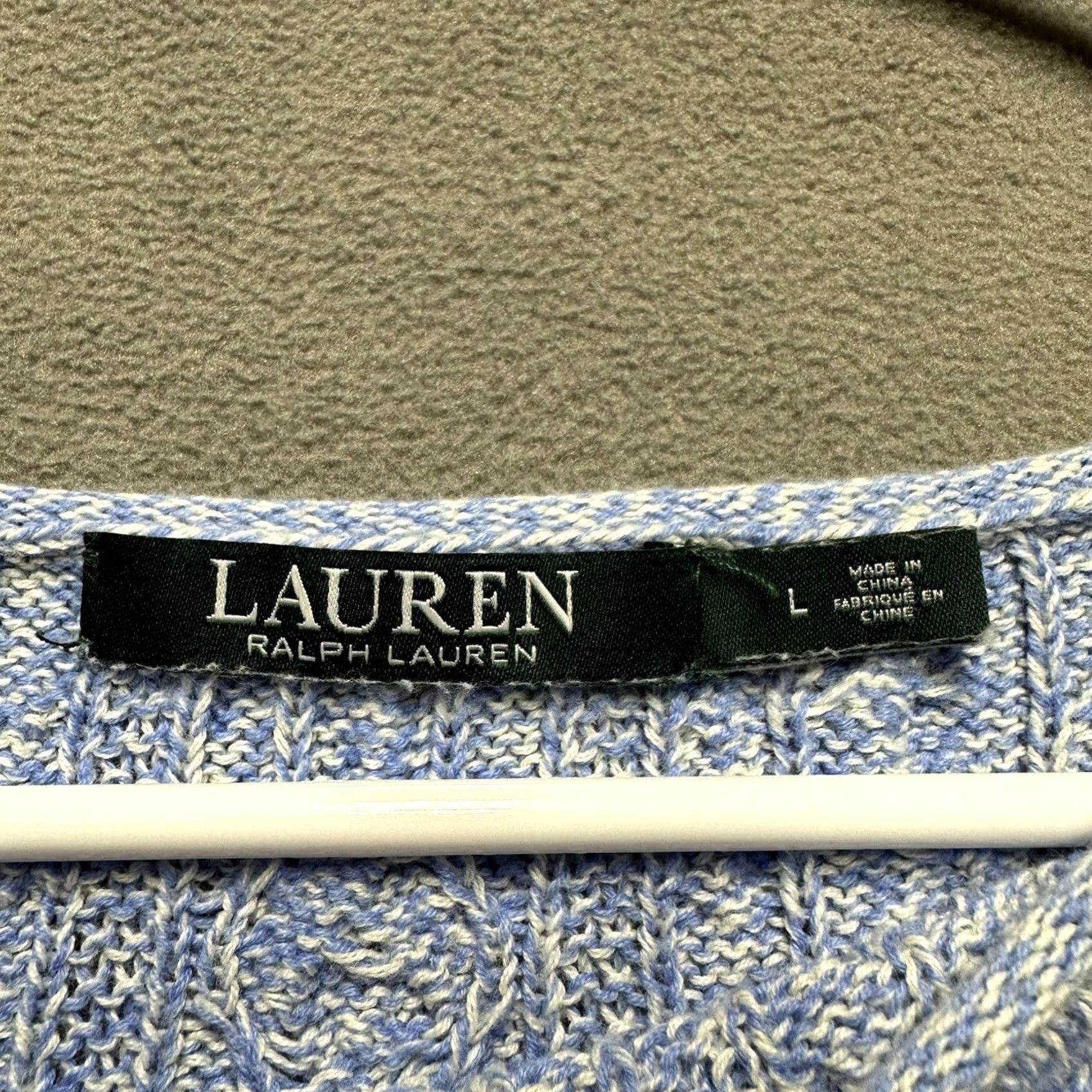 Ralph Lauren VINTAGE Ralph Lauren Sweater Womens Large Blue Cable Knit Roll Neck Cotton LRL Size L / US 10 / IT 46 - 4 Thumbnail