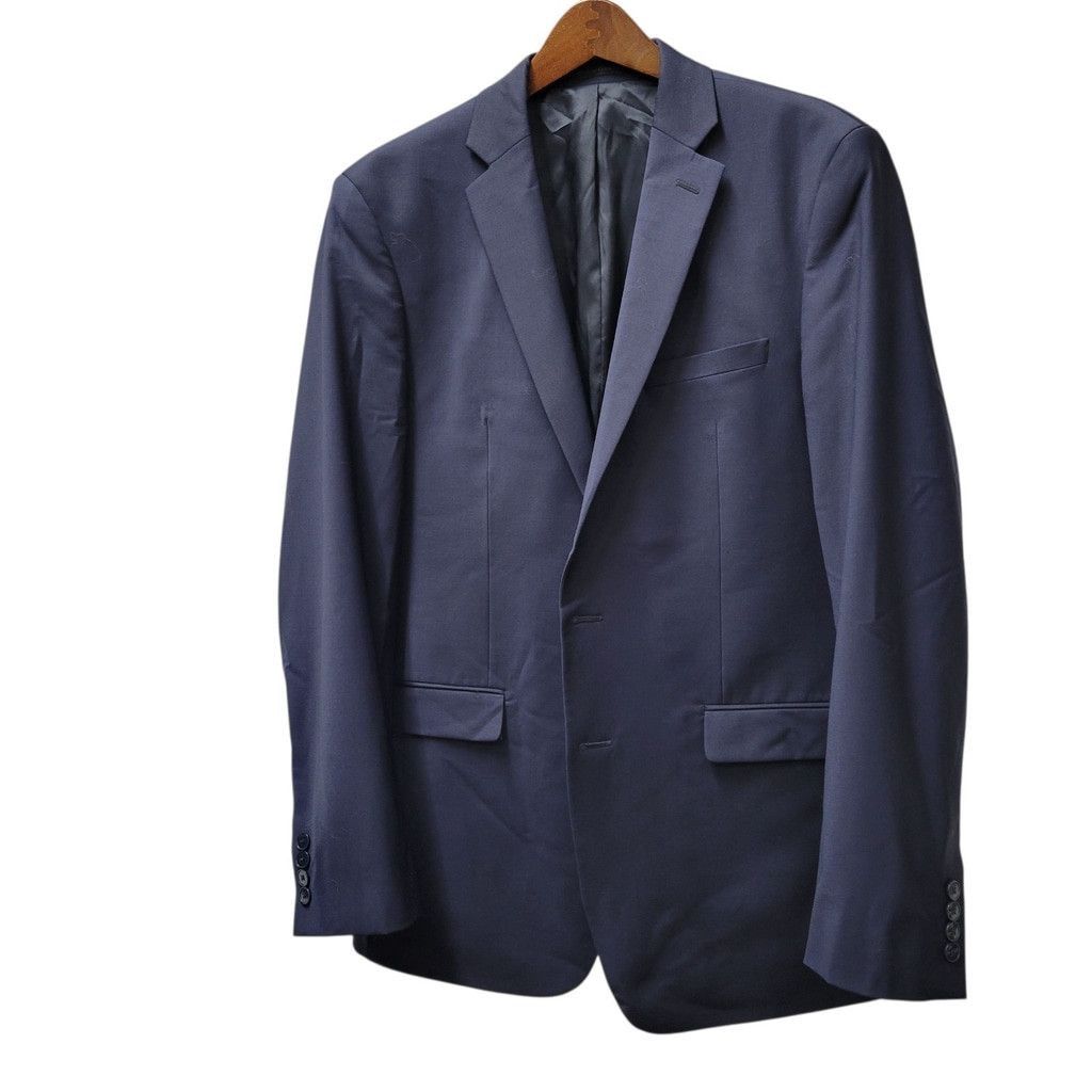 Calvin Klein Calvin Klein Men's Blue Wool-Blend 2-Button Side-Vent Suit Size 42L - 4 Thumbnail
