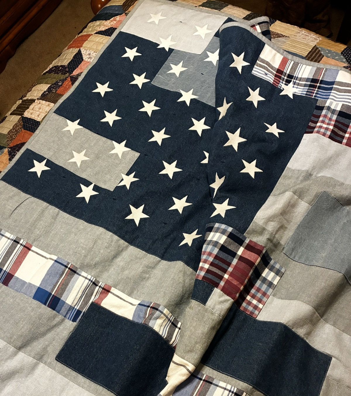 Polo Ralph Lauren POLO RALPH LAUREN PATCHWORK DENIM FLAG BLANKET Size ONE SIZE - 6 Thumbnail