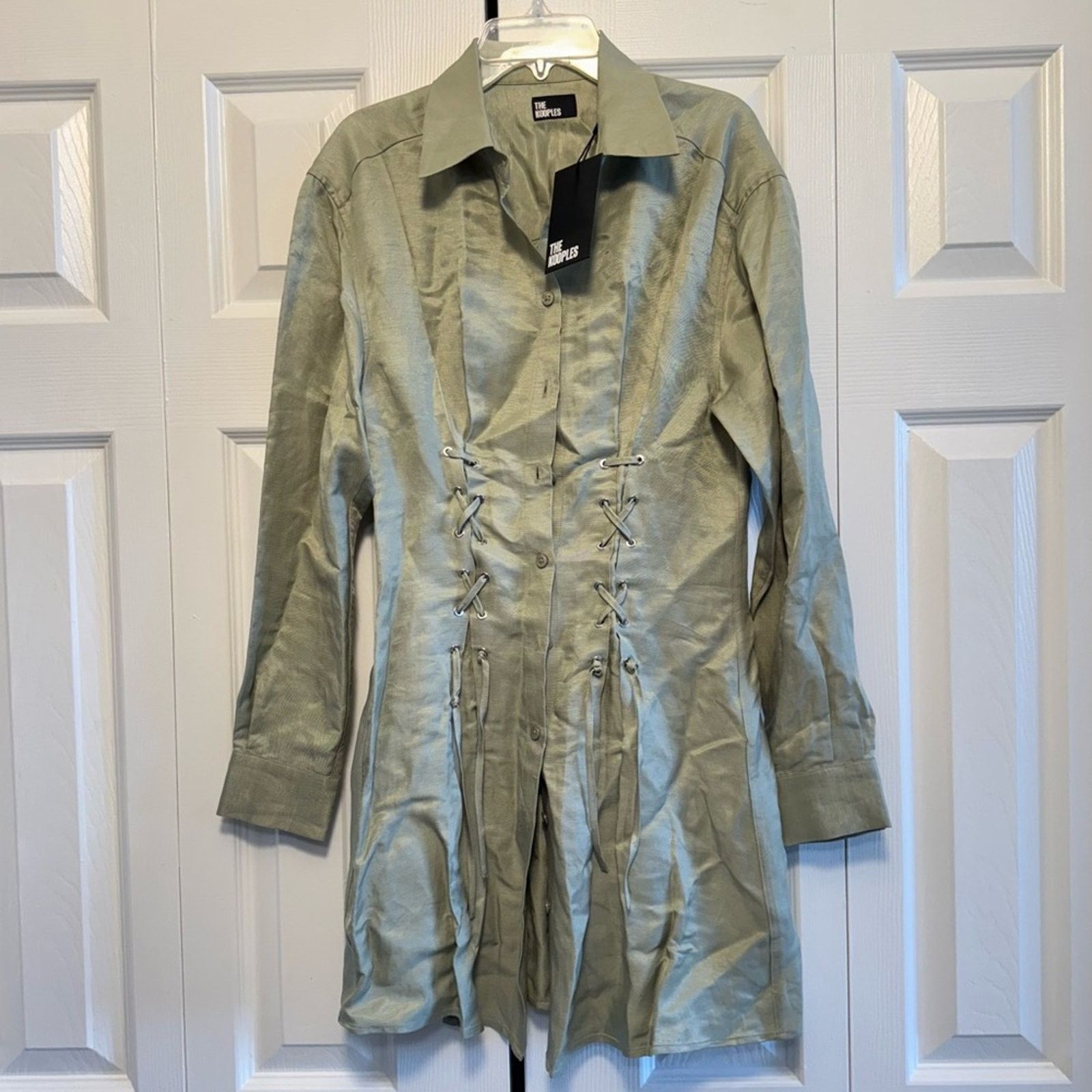 The Kooples NWT! The Kooples Elegant Green Button-Up Dress Size 0 (US S) Size XS / US 0-2 / IT 36-38 - 2 Thumbnail