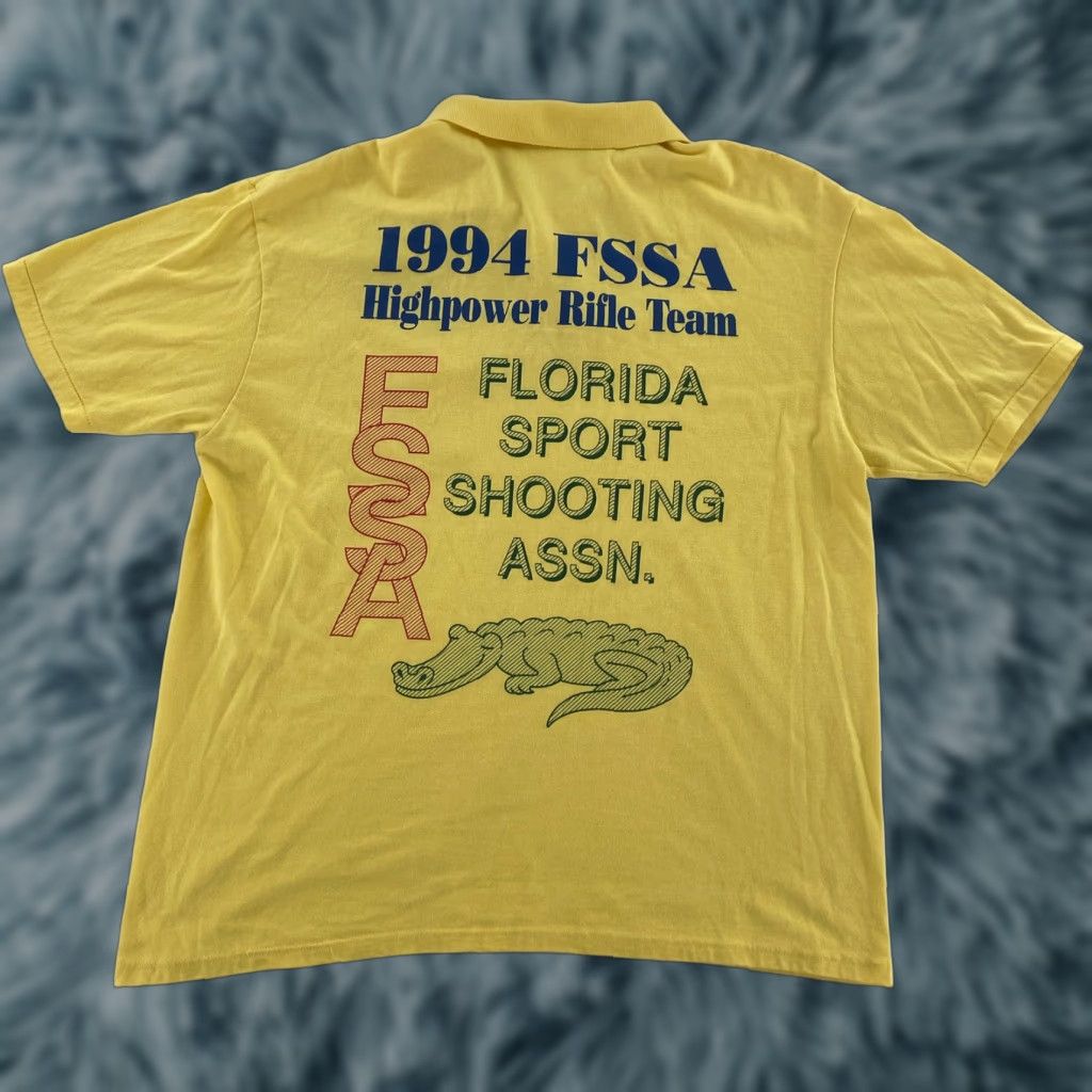 Hanes VINTAGE Men’s Yellow Pocket Polo Shirt Alligator 1994 High Power Rifle Team Large Florida Hunting 90s Sports Outdoor American Classic Size US L / EU 52-54 / 3 - 1 Thumbnail