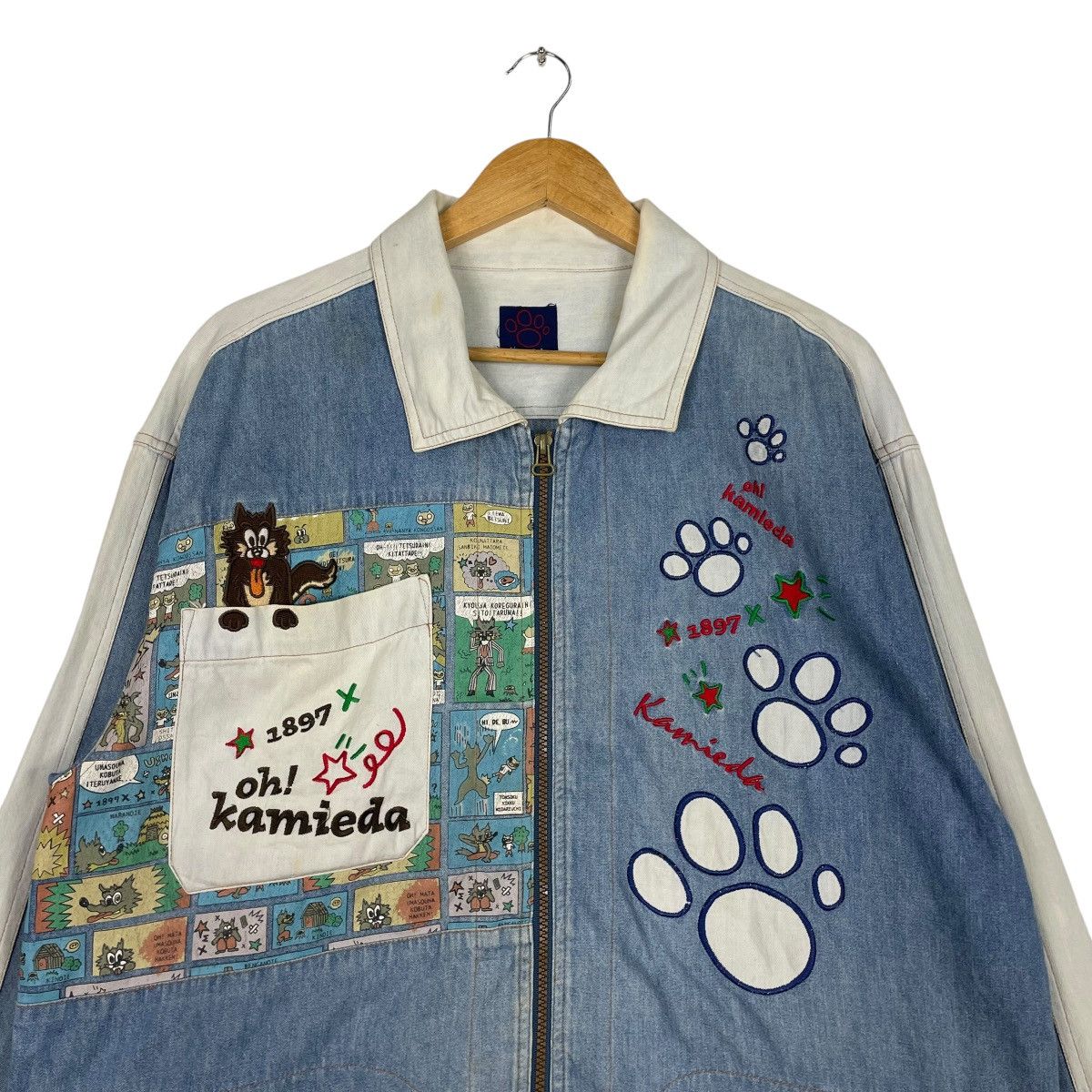 Japanese Brand × Jean Charles De Castelbajac × Vintage 💥JAPAN OH KAMIEDA CARTOON EMBROIDERY DENIM Size US L / EU 52-54 / 3 - 2 Thumbnail