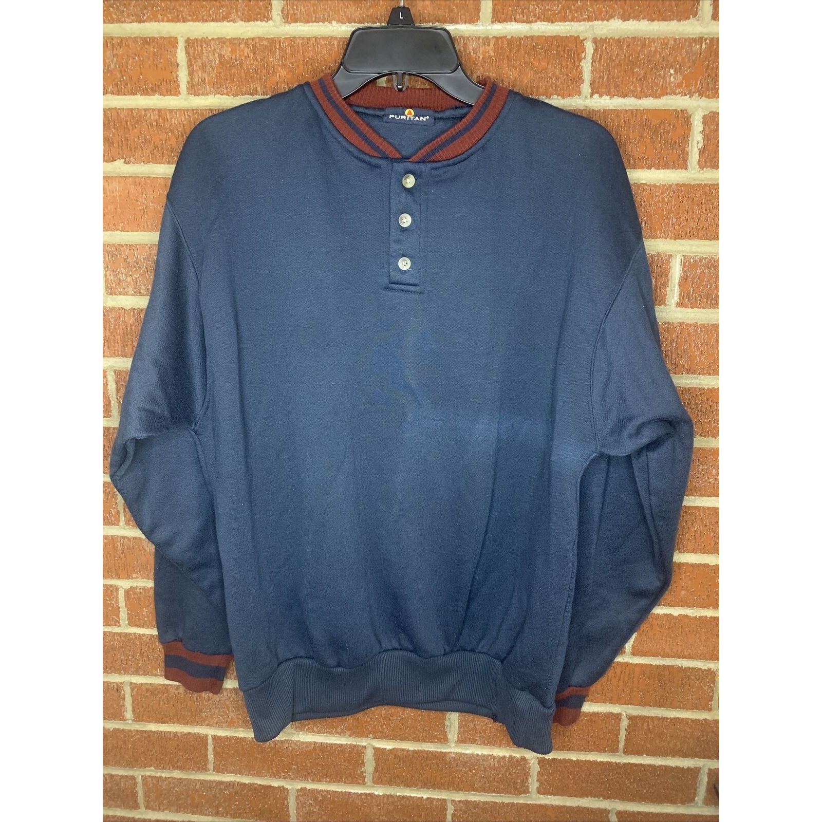 Puritan Vintage Puritan Mens Pullover Navy Blue Medium Large Size US M / EU 48-50 / 2 - 1 Thumbnail