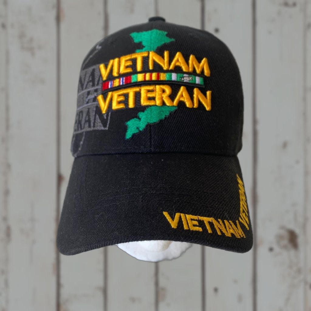 Logo 7 VINTAGE US Warriors Vietnam Veteran Vet Black Big Embroidered Logo Strapback Hat Size ONE SIZE - 1 Thumbnail