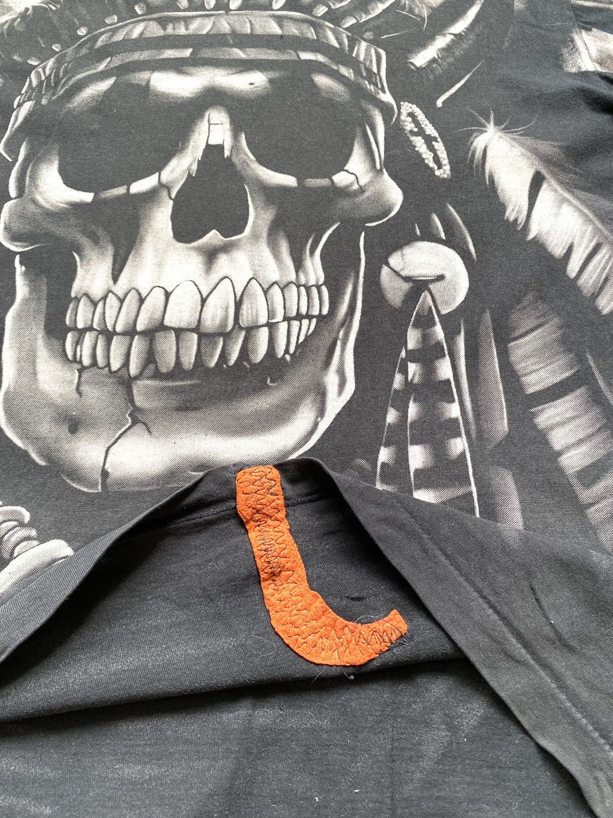 Band Tees × Vintage Rare! 90’s Vintage Indians Skull T Shirt Print All Over Size US L / EU 52-54 / 3 - 13 Thumbnail