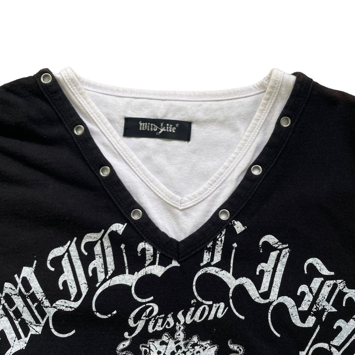If Six Was Nine 🇯🇵 Y2K WILD LIFE DOUBLE LAYER PUNK GOTHIC TSHIRT Size US L / EU 52-54 / 3 - 4 Thumbnail