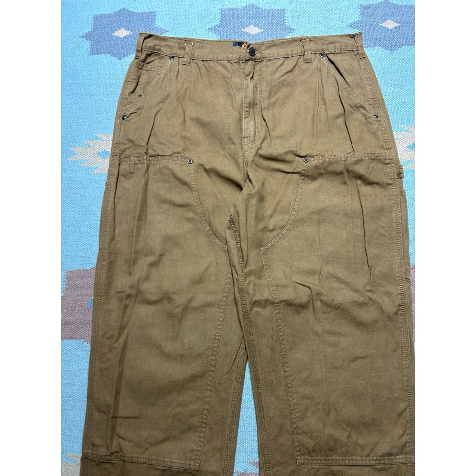 Doublet VINTAGE y2k double knee carpenter pants cotton canvas workwear baggy 35x29 Brown Men Pants Size US 35 - 3 Thumbnail