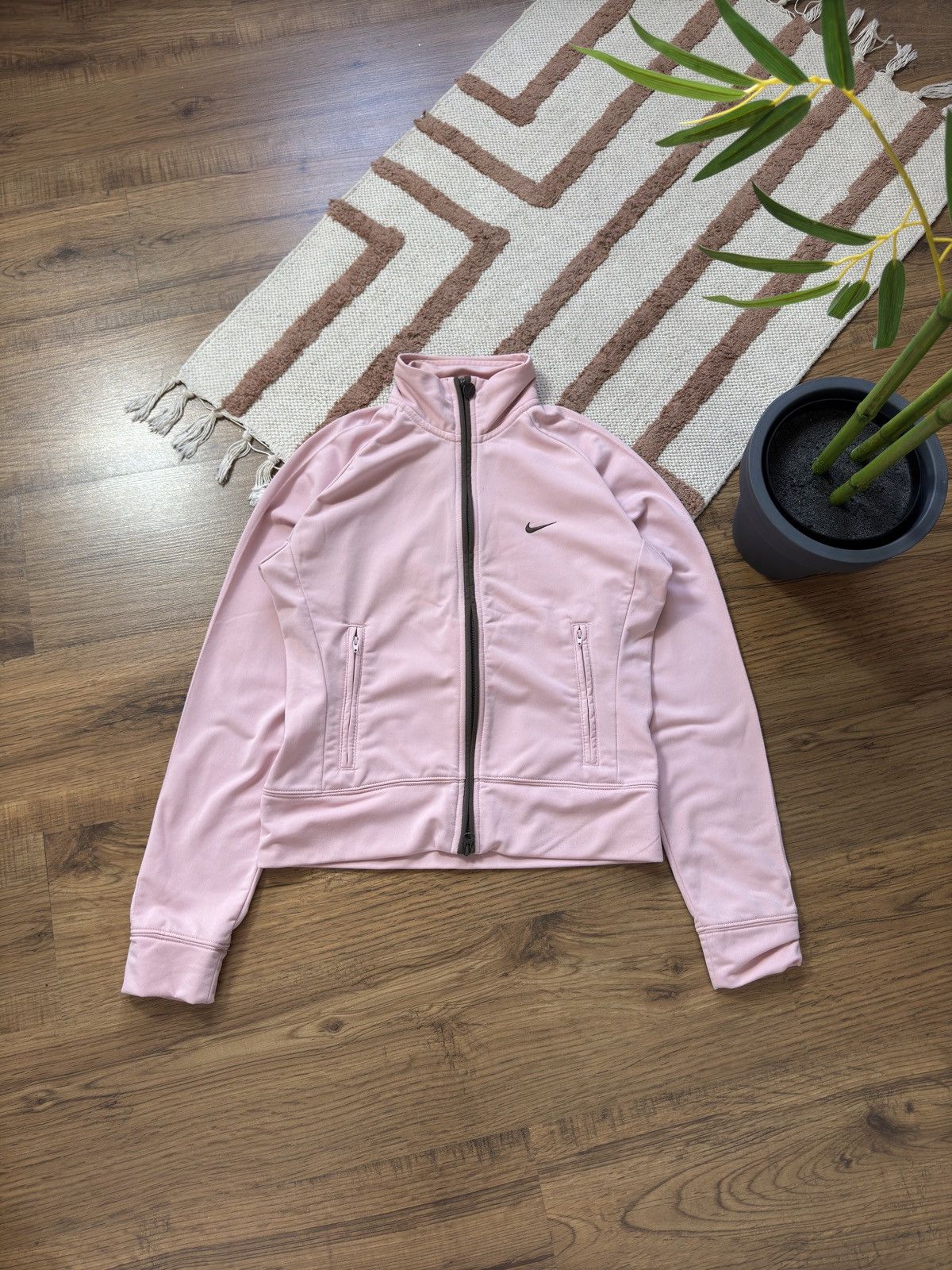 Nike 1990s NIKE MINI SWOOSH CUTE ZIP PINK/BROWN HOODIE Size M / US 6-8 / IT 42-44 - 2 Thumbnail