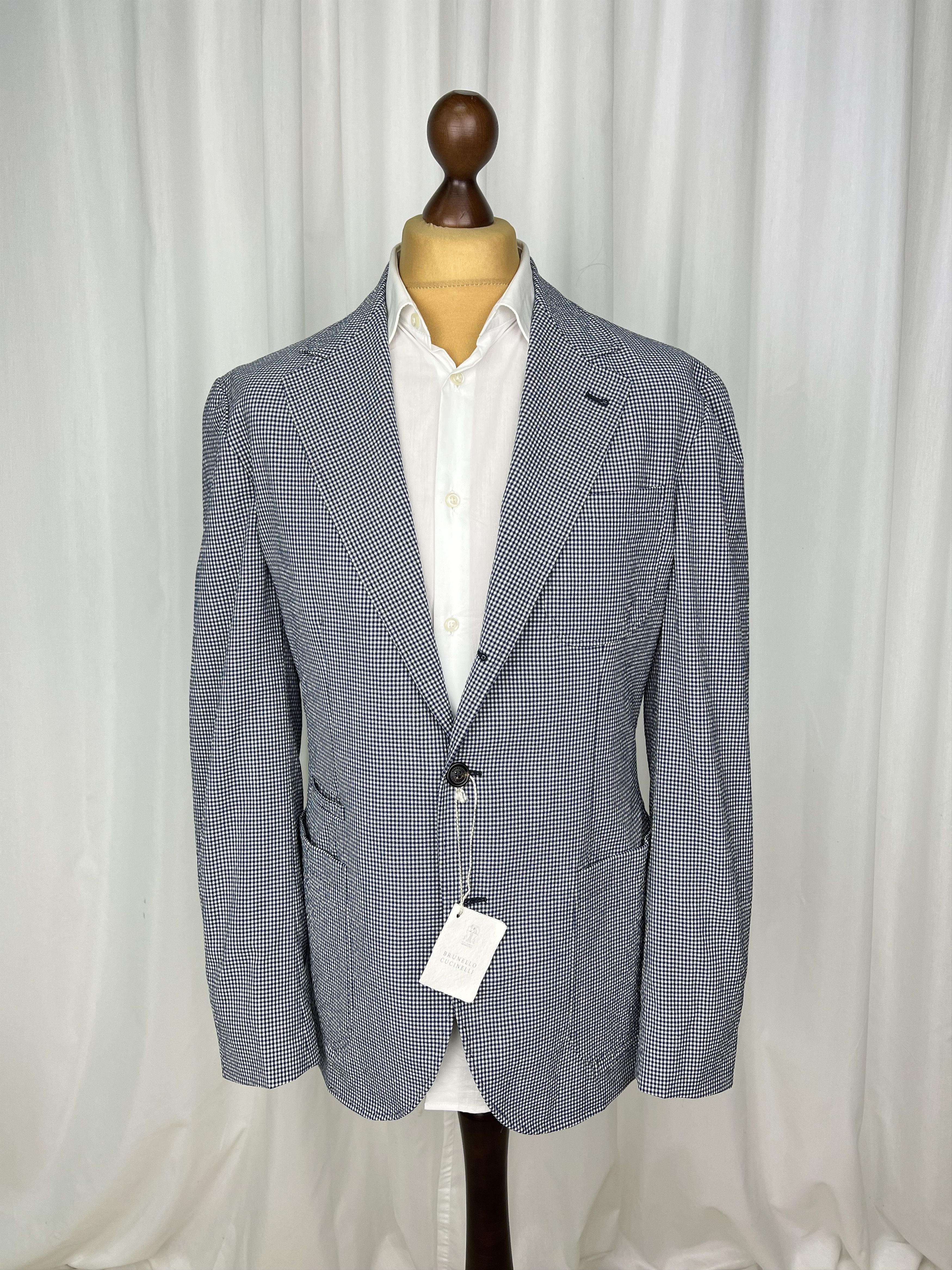 Brunello Cucinelli NWT Micro-Check Half-Lined 2-Piece Light Wool Suit Size 40R - 2 Thumbnail