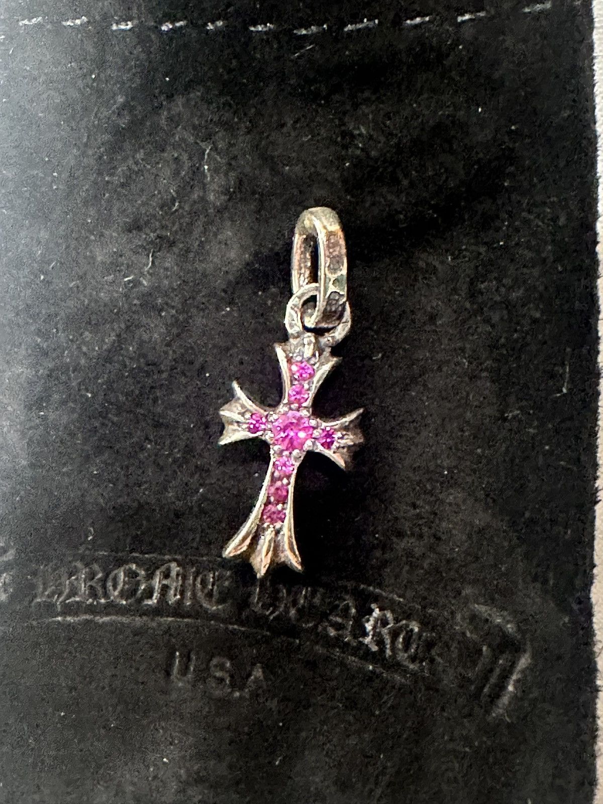 Pre-owned Chrome Hearts Pink Sapphire Baby Phat In Silver
