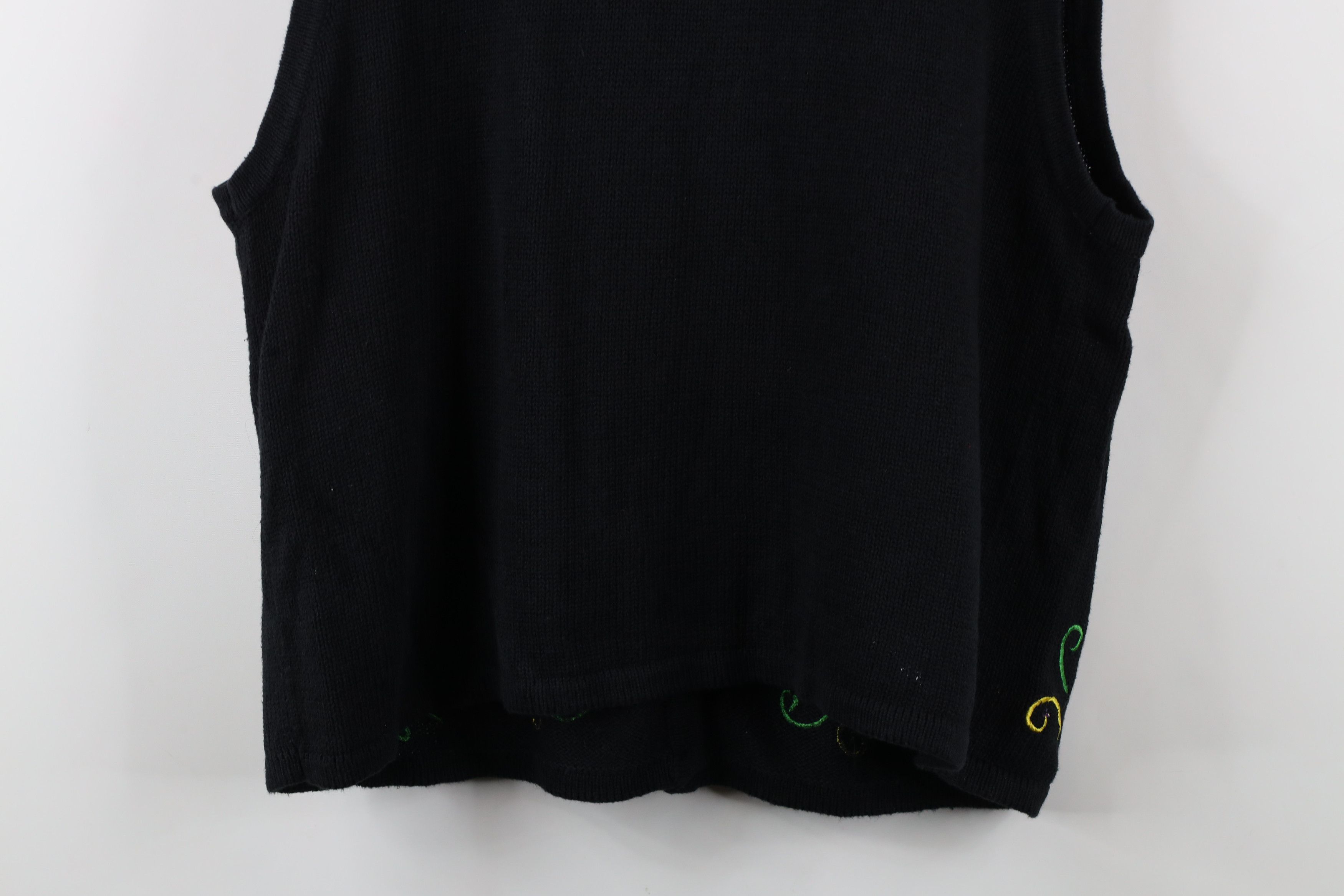 Vintage Vintage 90s Streetwear Witch Bat Cardigan Sweater Vest Black Size XXL / US 16-18 / IT 52-54 - 15 Thumbnail