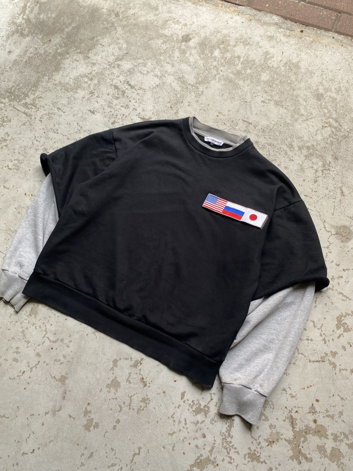 Gosha Rubchinskiy GOSHA RUBCHINSKIY COMBO FLAG SWEATSHIRT Size US L / EU 52-54 / 3 - 2 Thumbnail