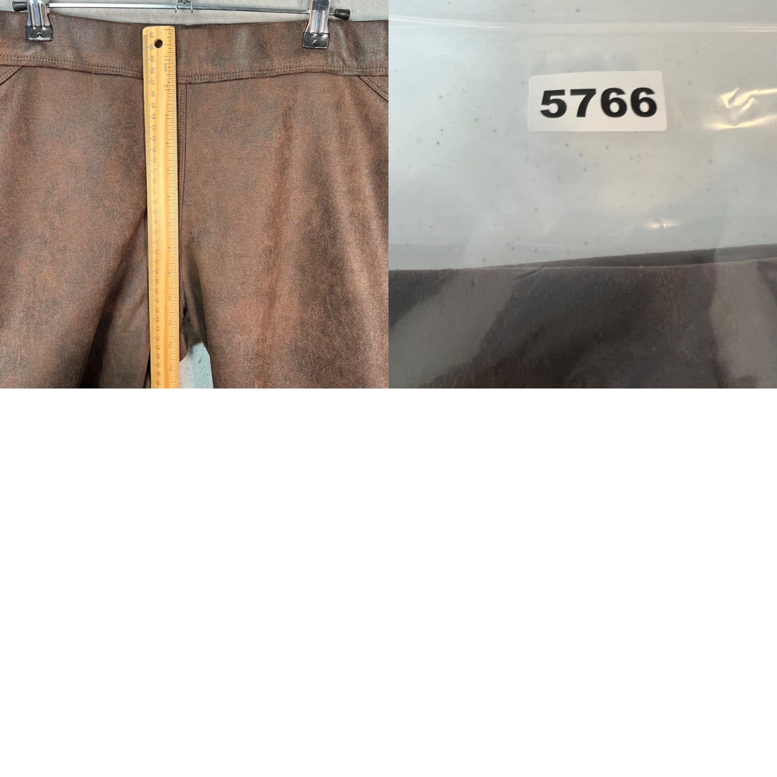 Vintage Max Studio Womens Leggings Size L Faux Leather Brown Elastic Waist Ankle Stretch Fall Winter Womens Size 36" / US 14 / IT 50 - 8 Thumbnail