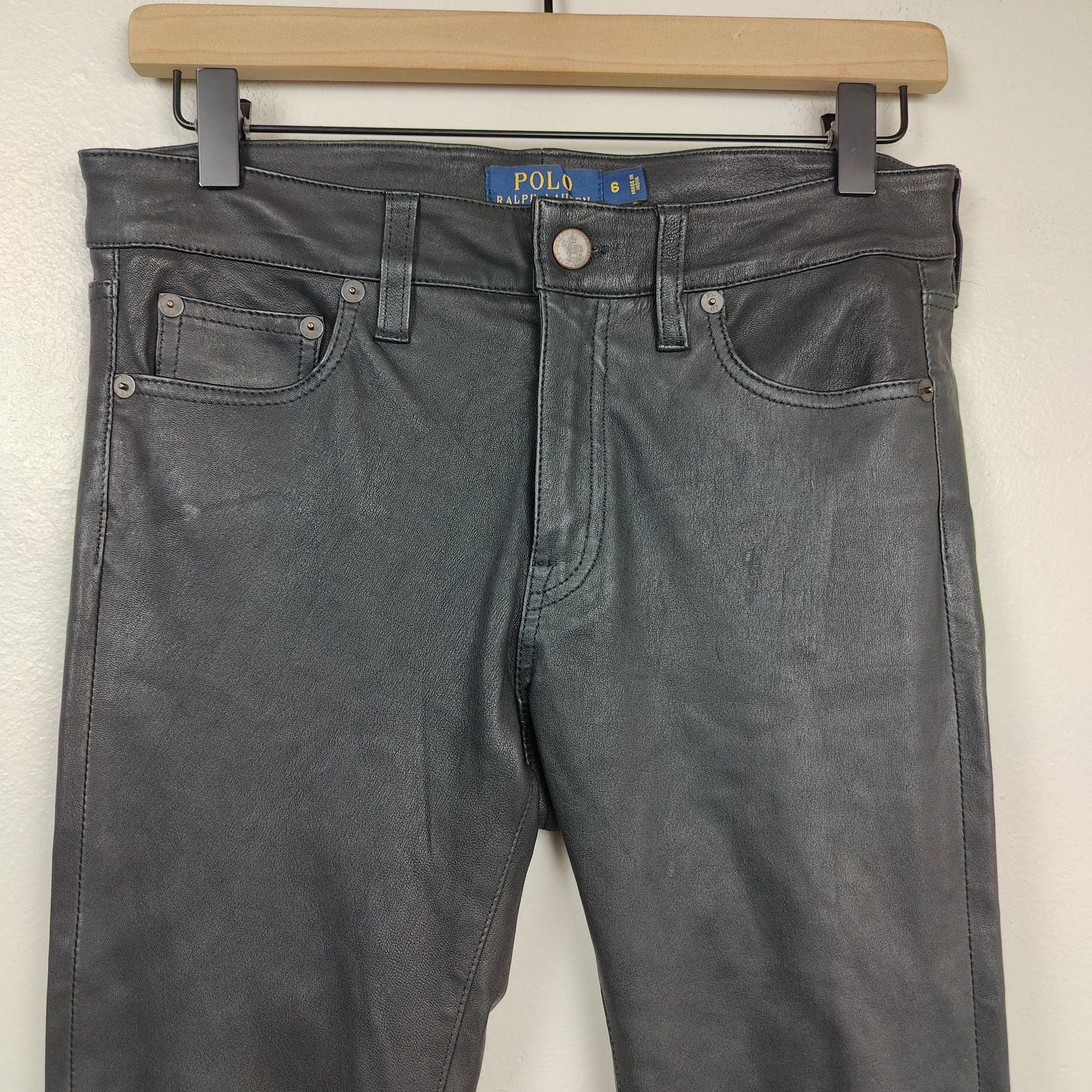 Polo Ralph Lauren Polo Ralph Lauren Leather Pants Womens 6 Black Skinny Zip Size 28" / US 6 / IT 42 - 2 Thumbnail