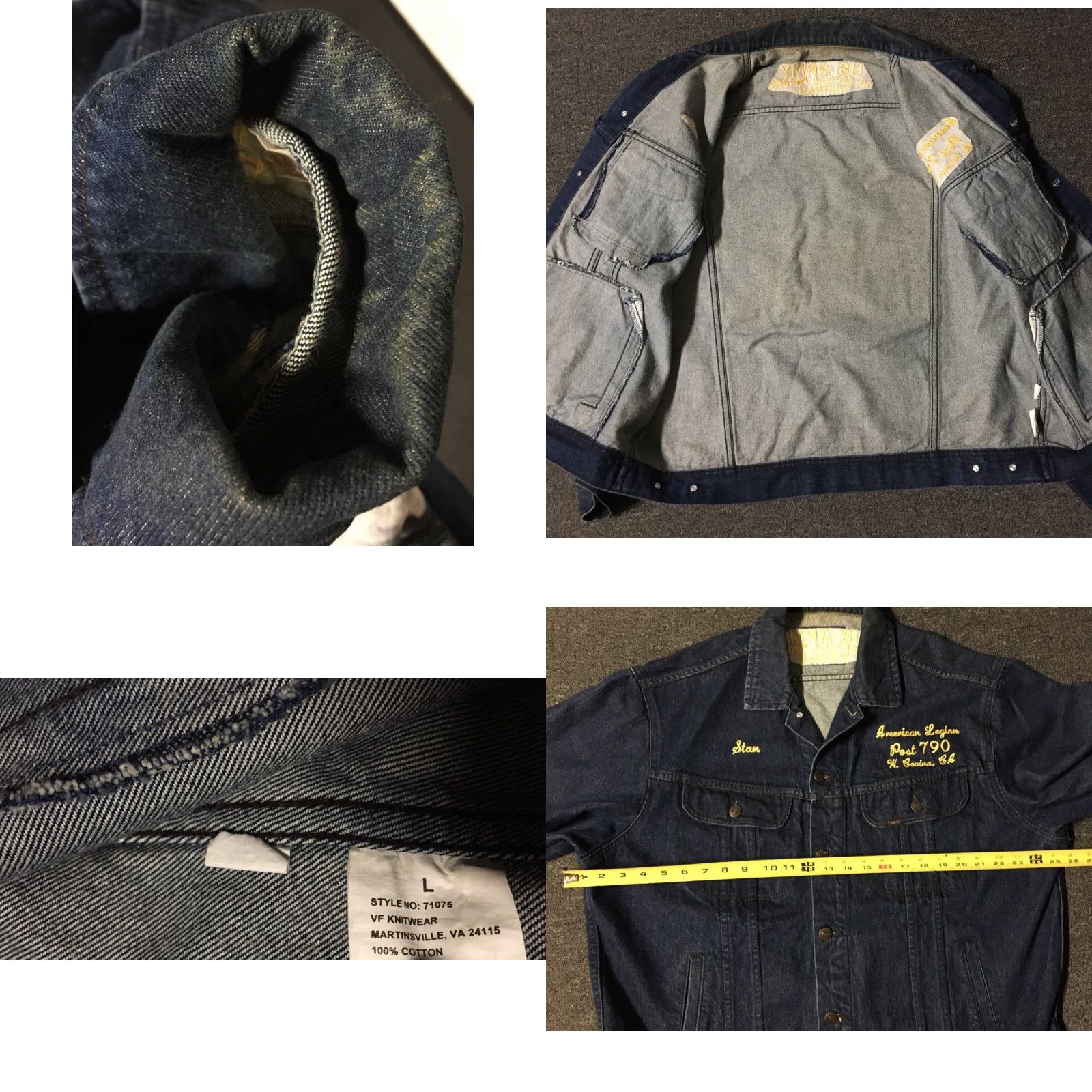Lee VINTAGE Lee Denim Jacket US Army 5th Special Forces Vietnam Bald Eagle American Flag Blue L Men Jacket 80s 90s Size US L / EU 52-54 / 3 - 8 Thumbnail