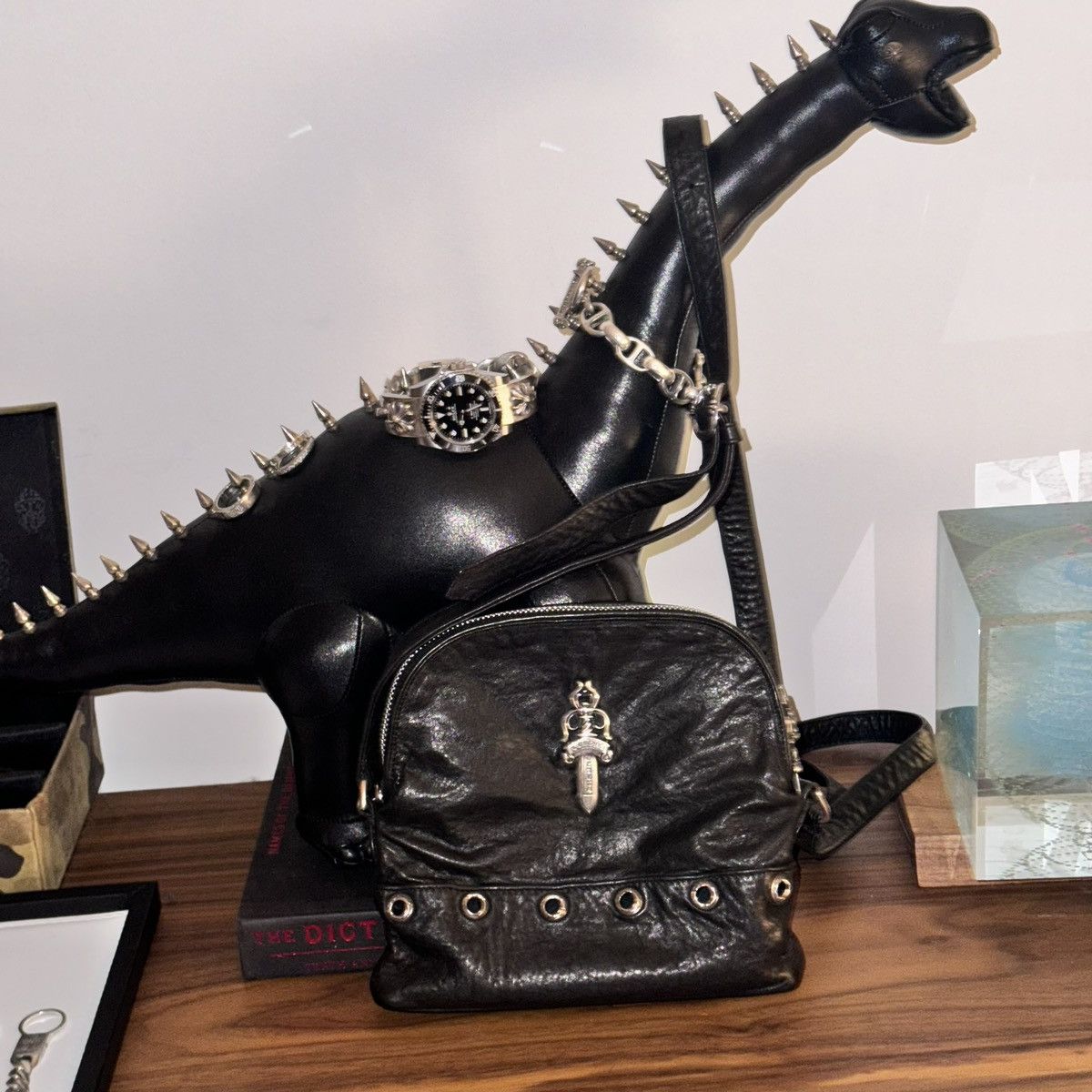 Chrome Hearts Grail Dagger Shoulder Crossbody Bag in Black, Men's