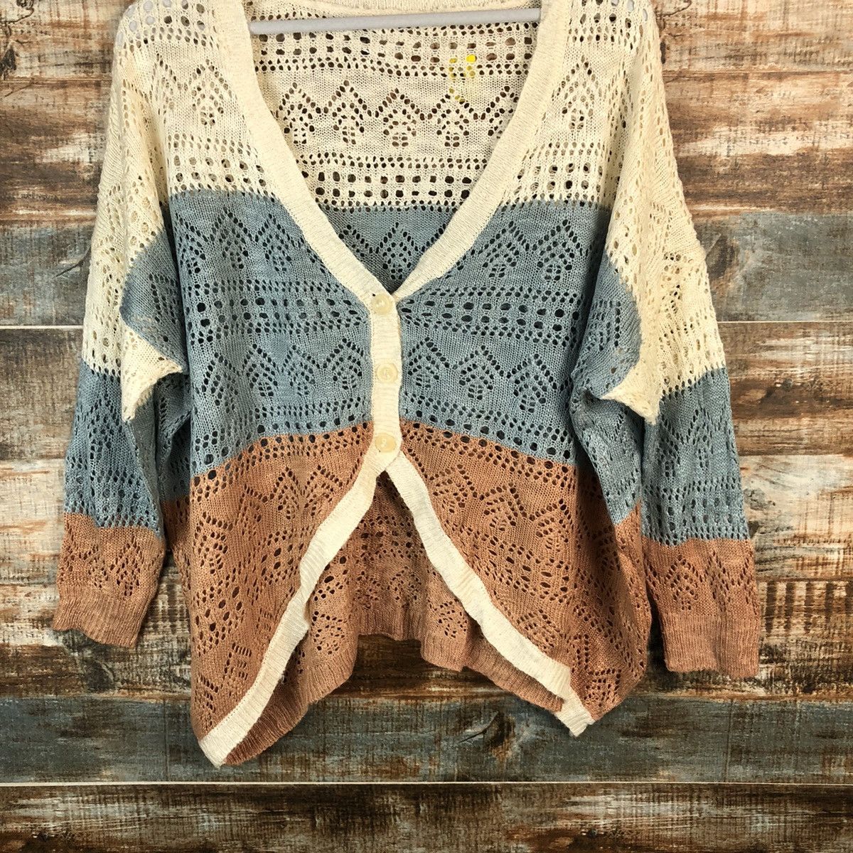 Japanese Brand Japan vintage crochet meshnet Cardigan Knitwear #A1486 Size M / US 6-8 / IT 42-44 - 6 Thumbnail