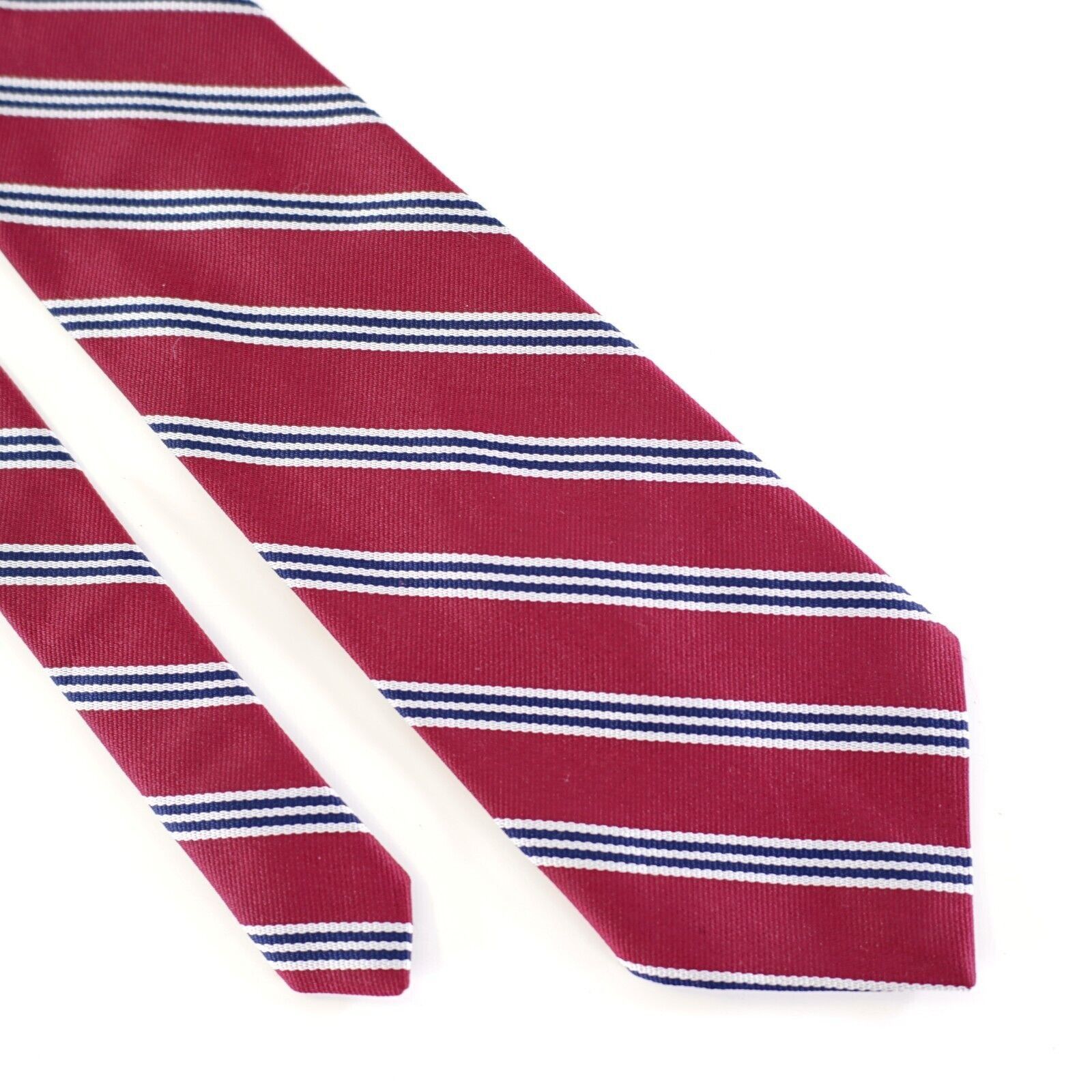 Designer Del Cino Blue Red Woven Striped Silk Tie Size ONE SIZE - 1 Thumbnail