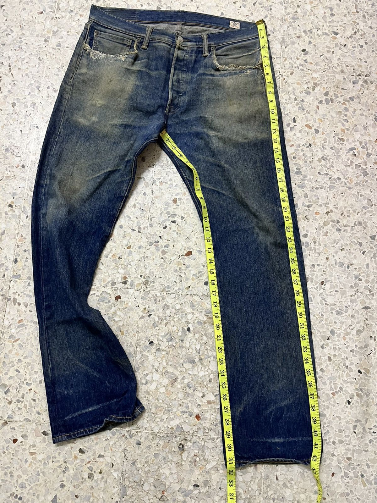 Levi's Distressed Levis 501 white oak cone denim Size US 36 / EU 52 - 17 Thumbnail