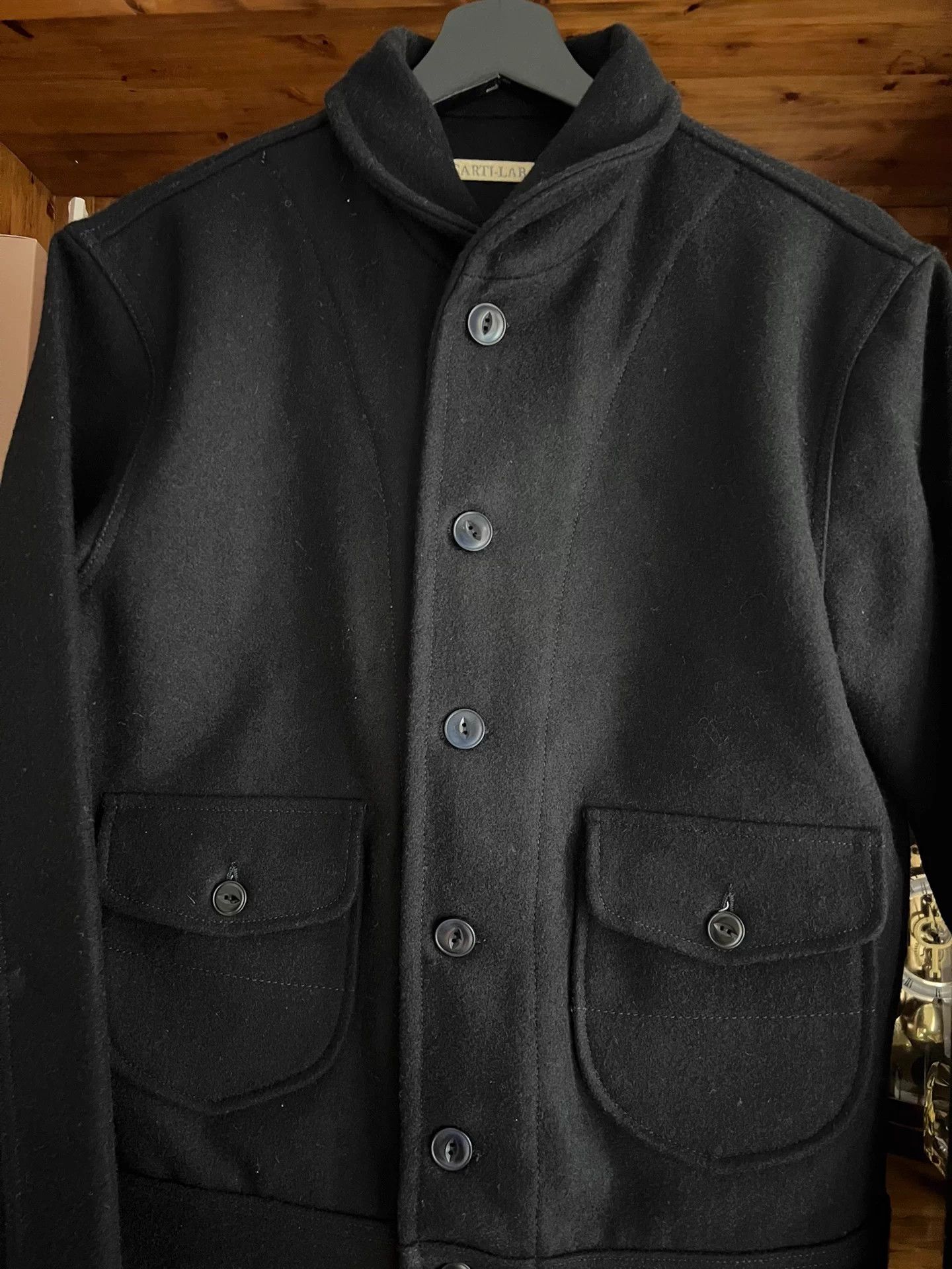 Scarti-Lab SCARTI LAB ITALY SHAWL COLLAR WOOL JACKET BLACK M Size US M / EU 48-50 / 2 - 4 Thumbnail
