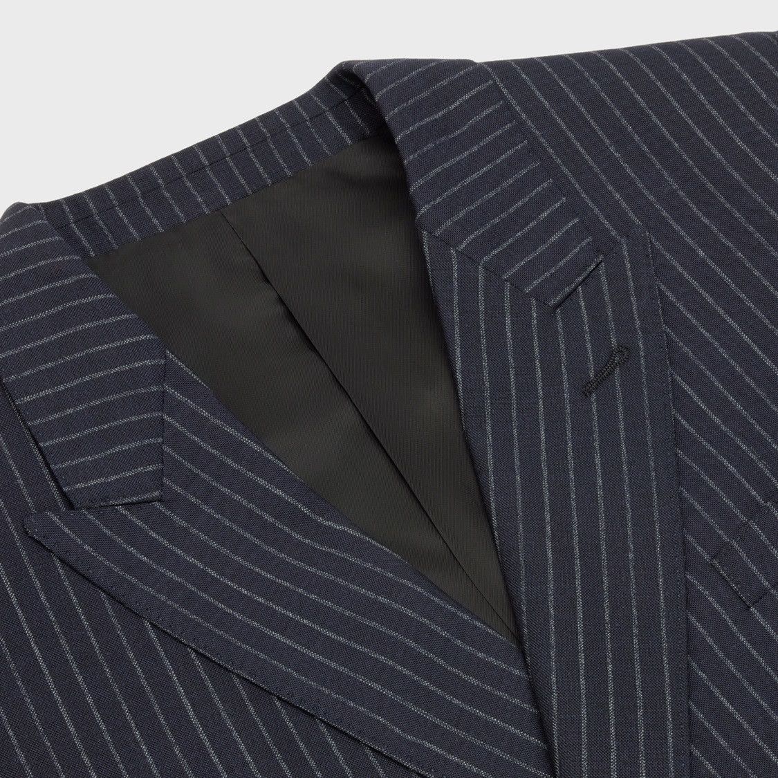 Celine × Hedi Slimane 22SS Double Breasted Navy Chalk Stripe Suit Wool Rectangle Size 44R - 8 Thumbnail