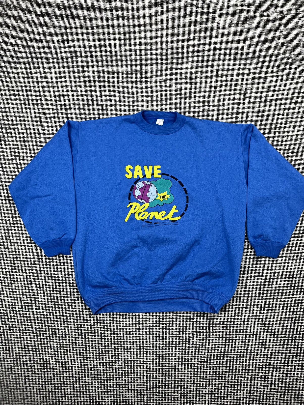 Vintage Save the planet 80s vintage sweatshirt crewneck blue Size US XL / EU 56 / 4 - 2 Thumbnail