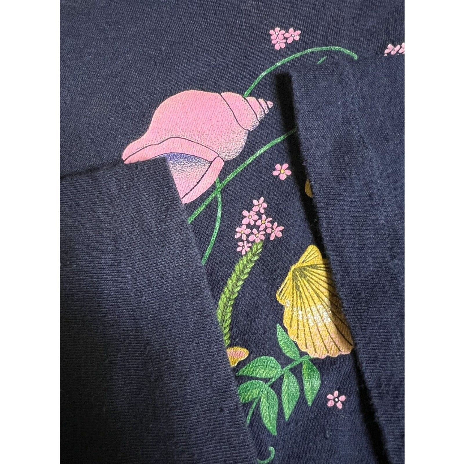 Vintage VINTAGE Florida Floral Rose Glitter T-Shirt Womens L Blue 1990s Cotton Graphic Tourist Single Stitch Tee Size L / US 10 / IT 46 - 3 Thumbnail