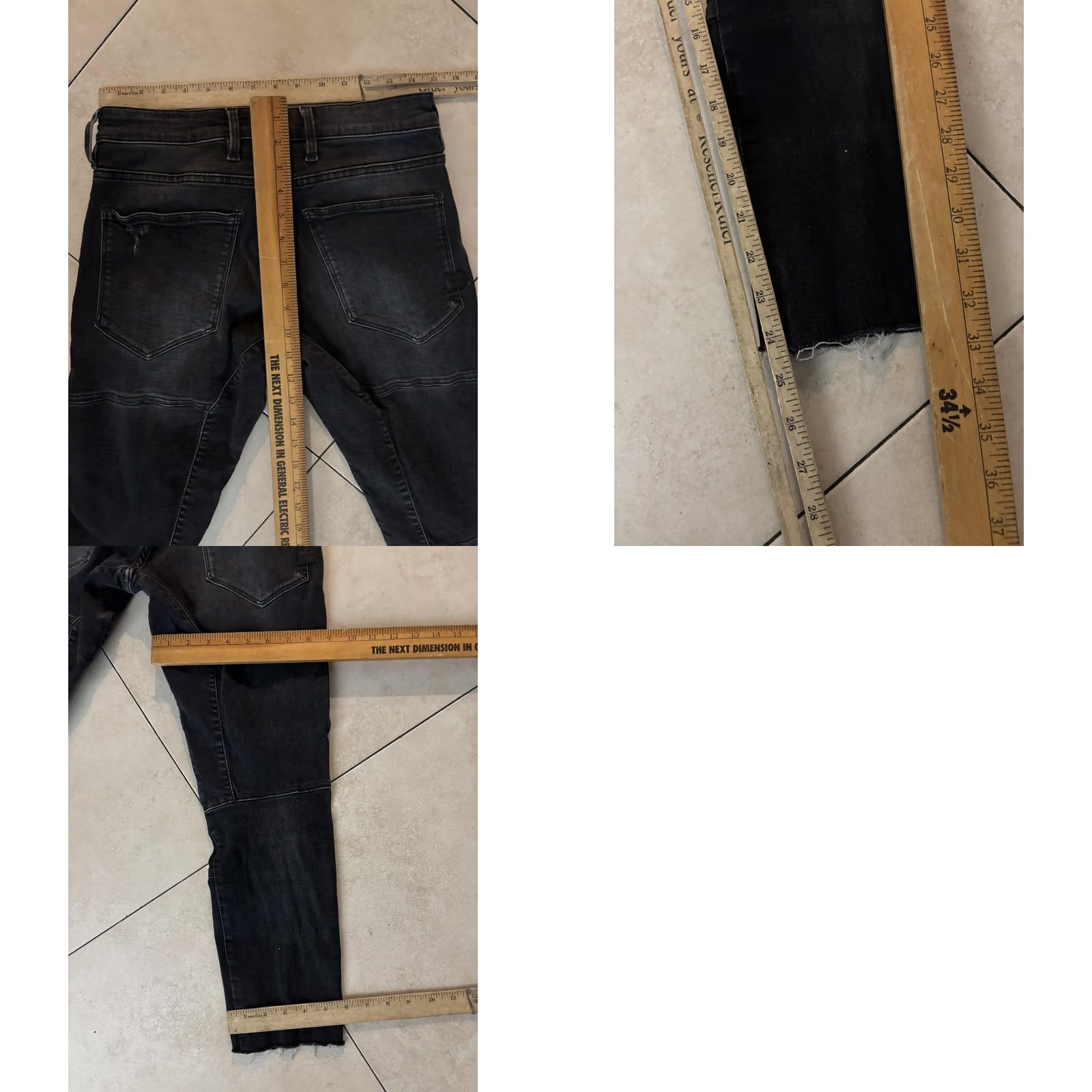 Vintage G-Star RAW Jeans Slim Tapered Mens 30x30 Denim Charcoal Gray Distressed Moto Style 5-Pocket Zip Fly Women? Size US 30 / EU 46 - 8 Thumbnail