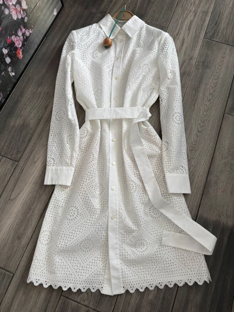 Loro Piana Loro Piana White Lace Shirt Dress Size US M / EU 48-50 / 2 - 1 Thumbnail