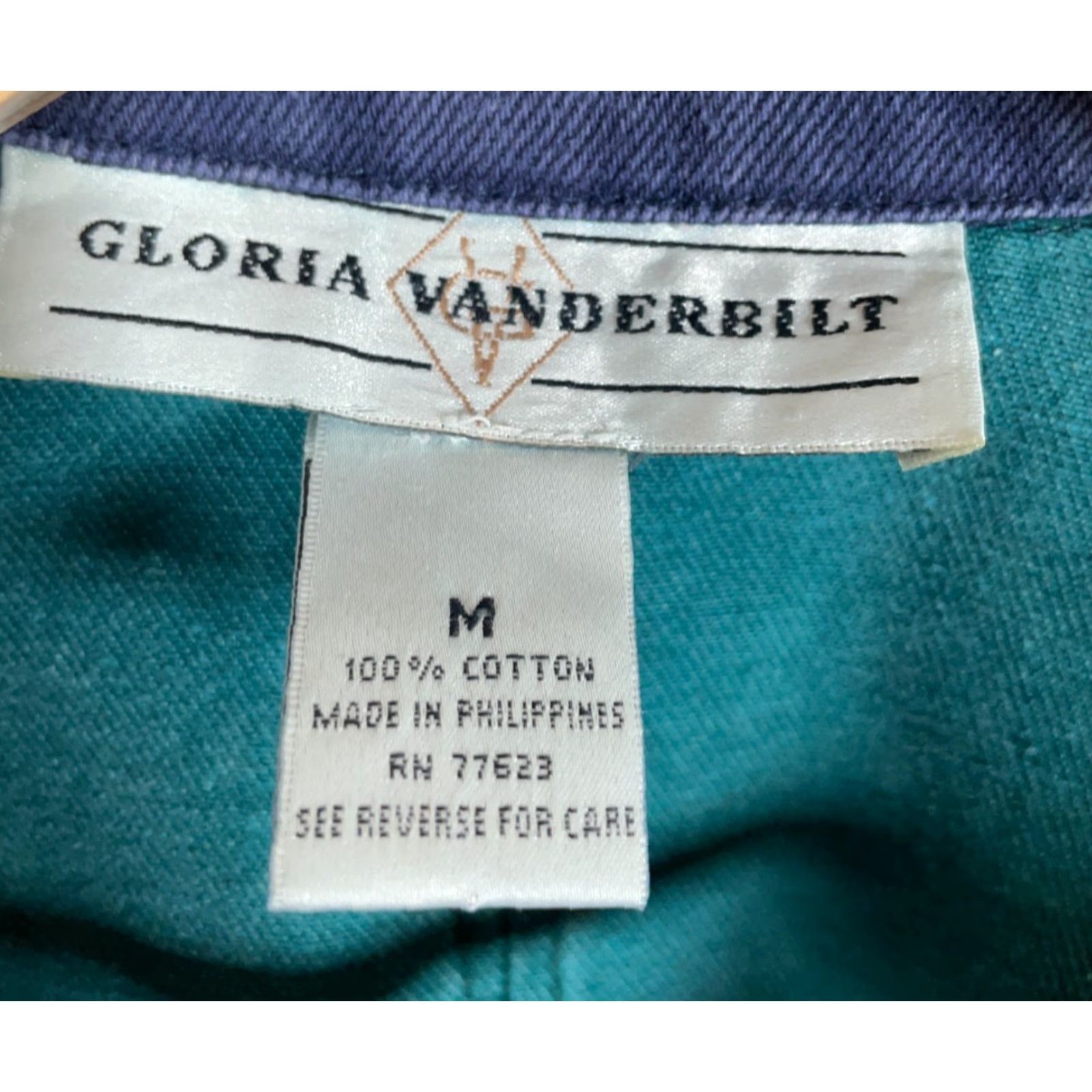Gloria Vanderbilt VINTAGE Gloria Vanderbilt 90s Denim Chore Jacket Women's Medium Green Blue Pigment Dye Jacket/Coat Size M / US 6-8 / IT 42-44 - 3 Thumbnail