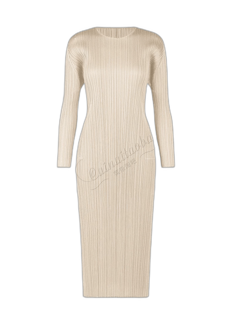 Issey Miyake Issey Miyake Beige Dress with Long Sleeves-yf Size 22" - 1 Thumbnail