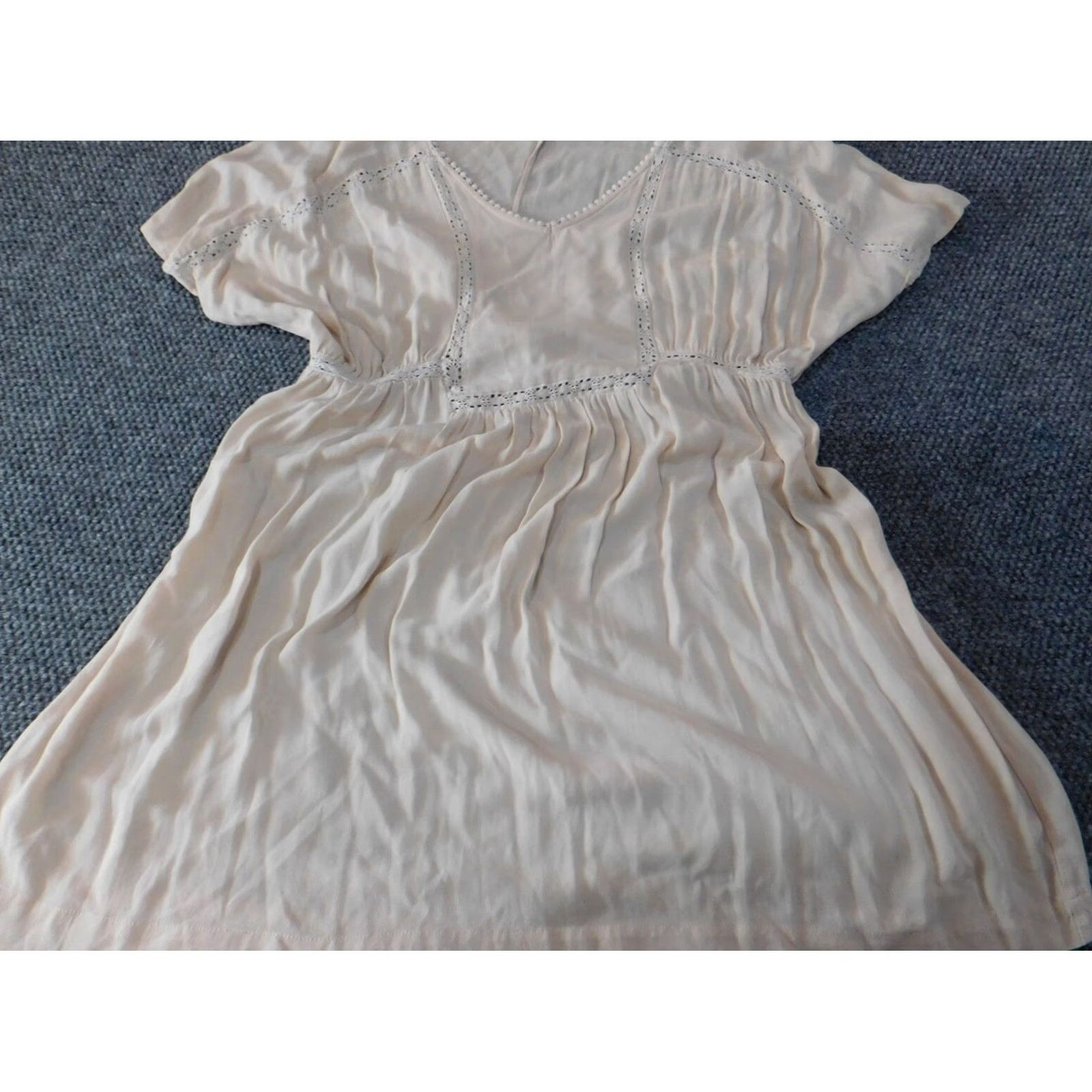 Zara Zara Dress A-Line Medium Pink Womens Dolman Sleeve Ruffle Knee Length Polyester Rayon Crew Neck Stretch Size M / US 6-8 / IT 42-44 - 2 Thumbnail