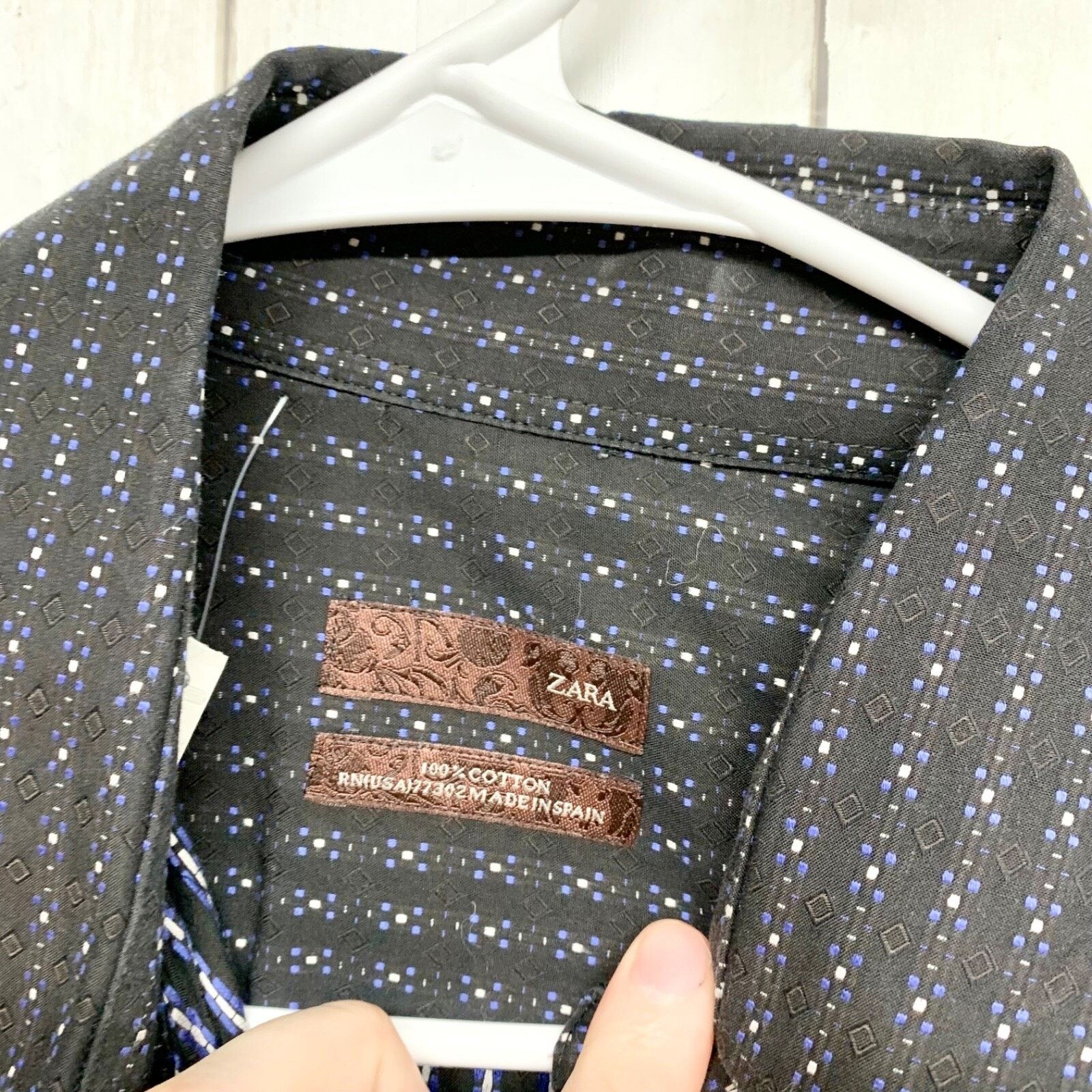 Zara Zara Shirt Mens Chest 20.5" Long Sleeve Blk Geometric Print Size US M / EU 48-50 / 2 - 2 Thumbnail