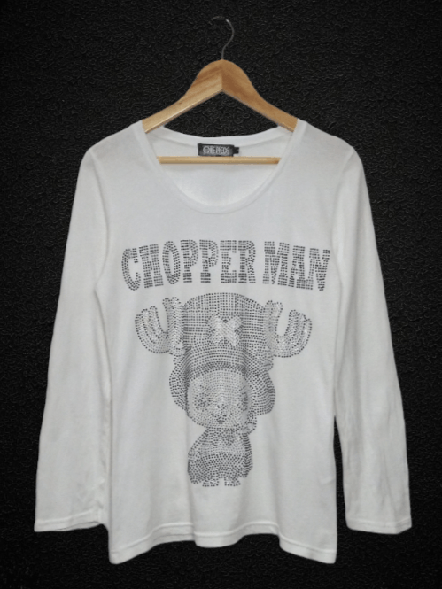 Anime TONY CHOPPER MAN One Piece Crystals White Scoop Neck Tee Size L / US 10 / IT 46 - 2 Thumbnail