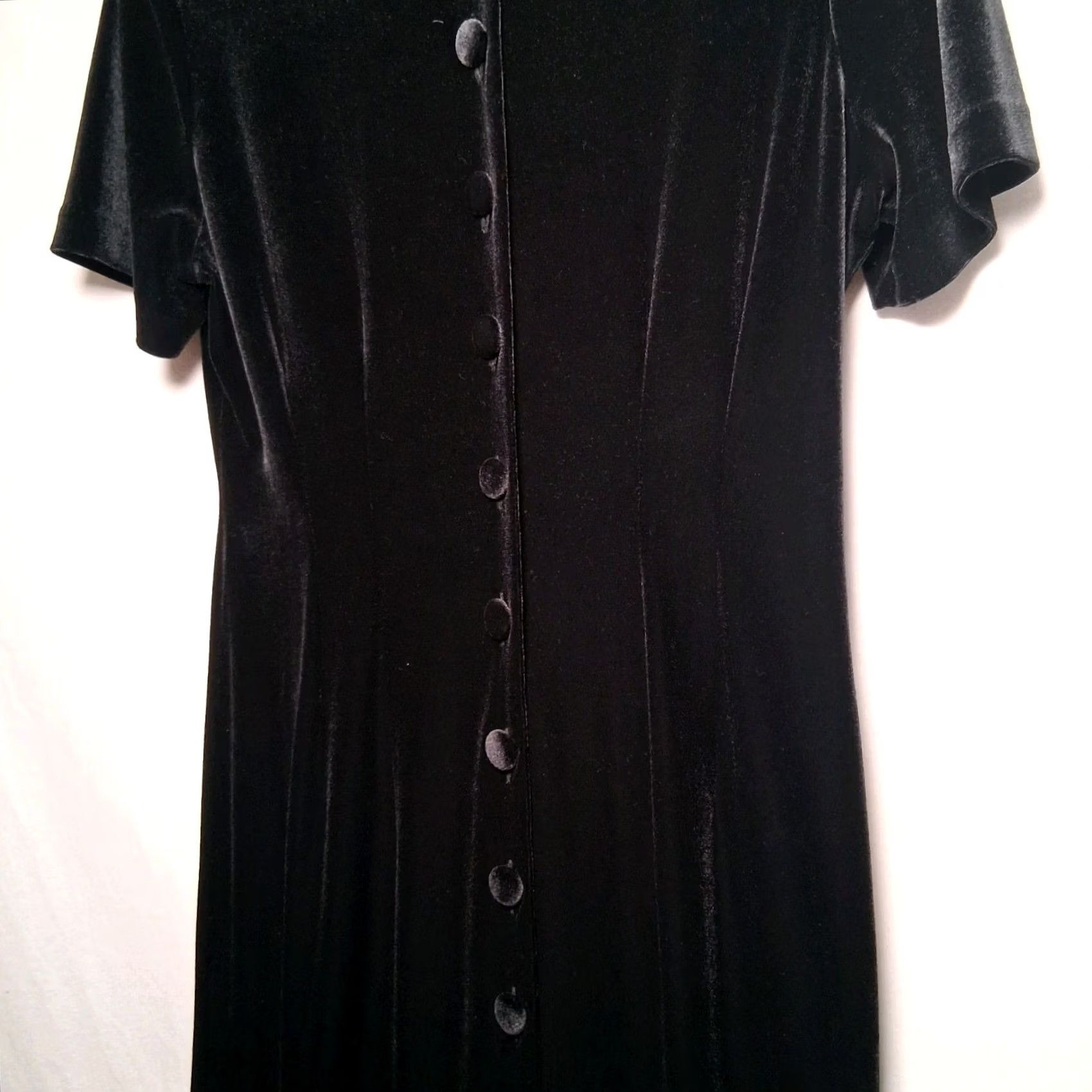 Velour VINTAGE Another Thyme Dress Shirt Black Velour 1990s 90s Whimsigoth Button Size 10 Womens Size L / US 10 / IT 46 - 7 Thumbnail