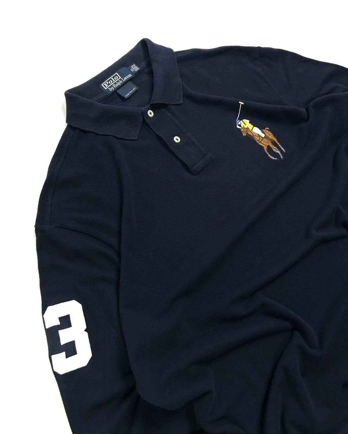Polo Ralph Lauren Vintage Ralph Lauren Polo #3 Rugby Long Sleeve Shirt Navy XL Size US XL / EU 56 / 4 - 4 Thumbnail