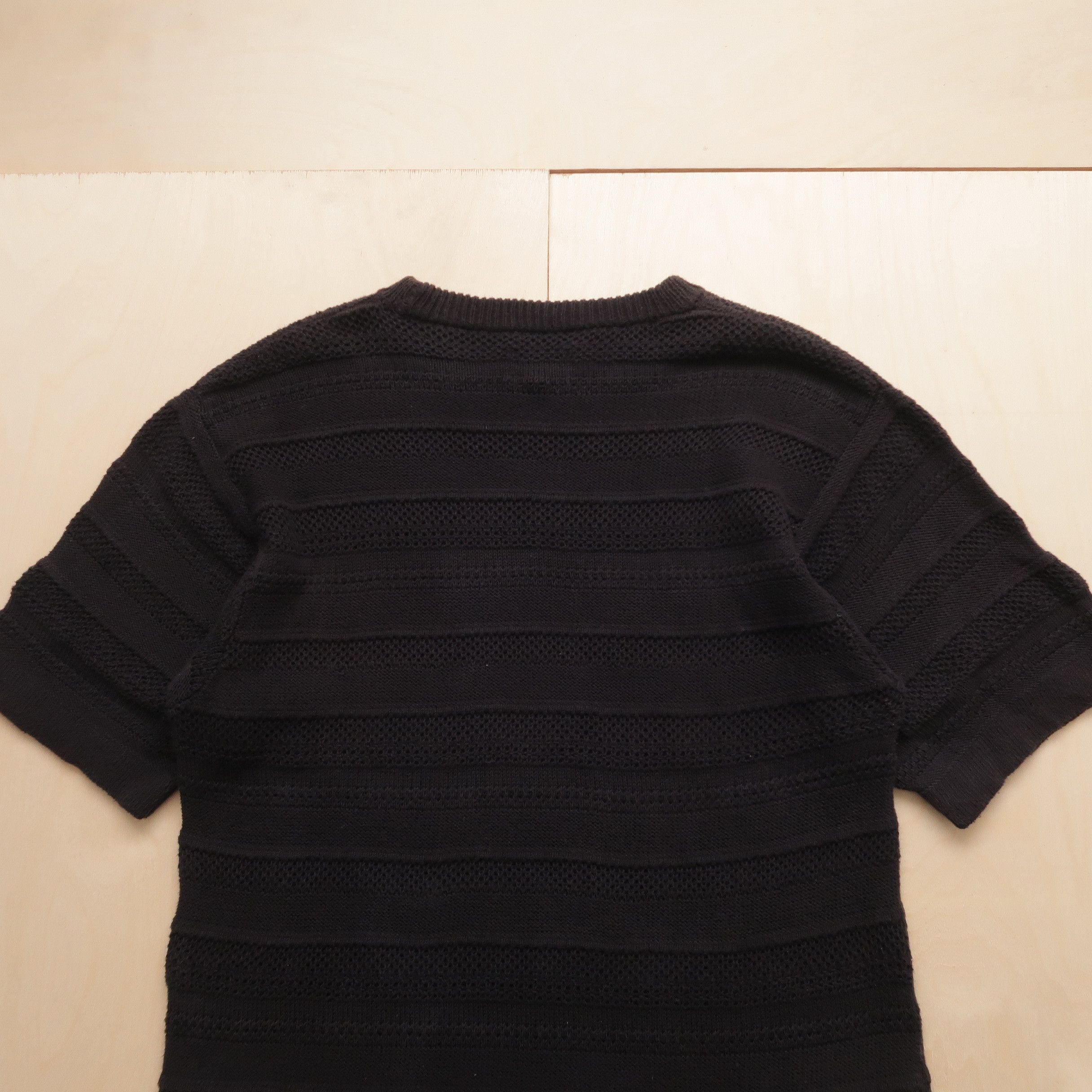 Beams Plus Vintage 90s Beams Cable Knit T-Shirt Faded Black Size US S / EU 44-46 / 1 - 11 Thumbnail