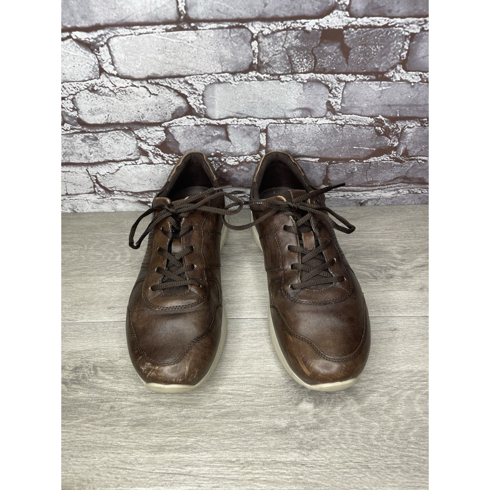 Ecco ECCO Danish Design Brown Leather Casual Low Top Sneakers Men Size US 10.5 / EU 43-44 - 10 Thumbnail