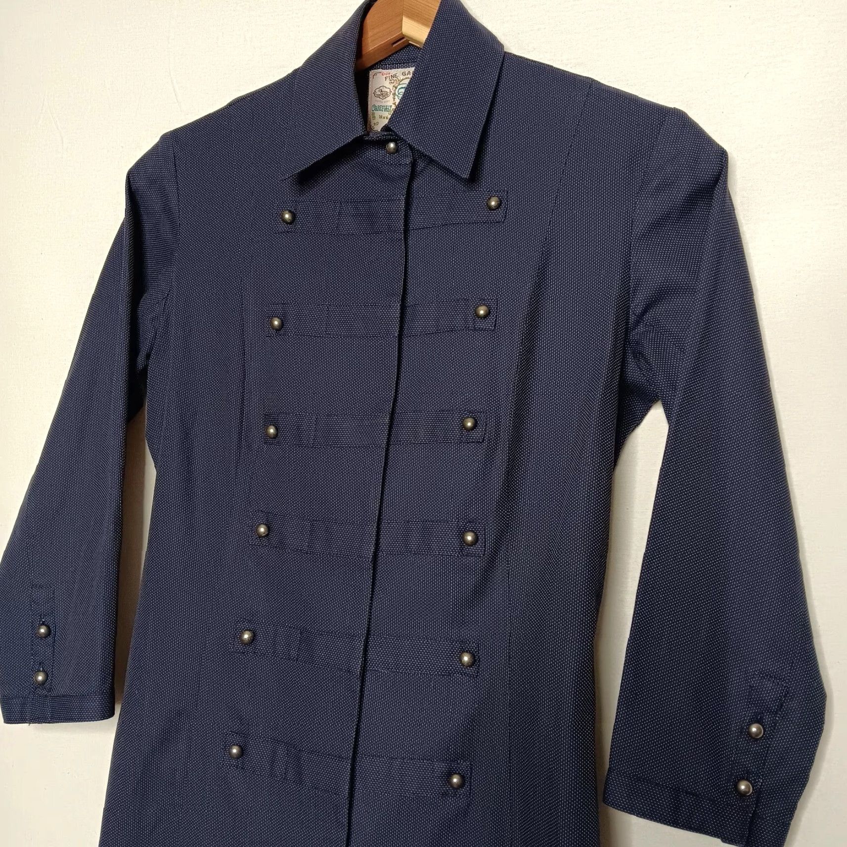 Bell VINTAGE Fine Garments by Bell Military Blue Polka Dot Shirt Dress Size 0 Womens Size XS / US 0-2 / IT 36-38 - 4 Thumbnail