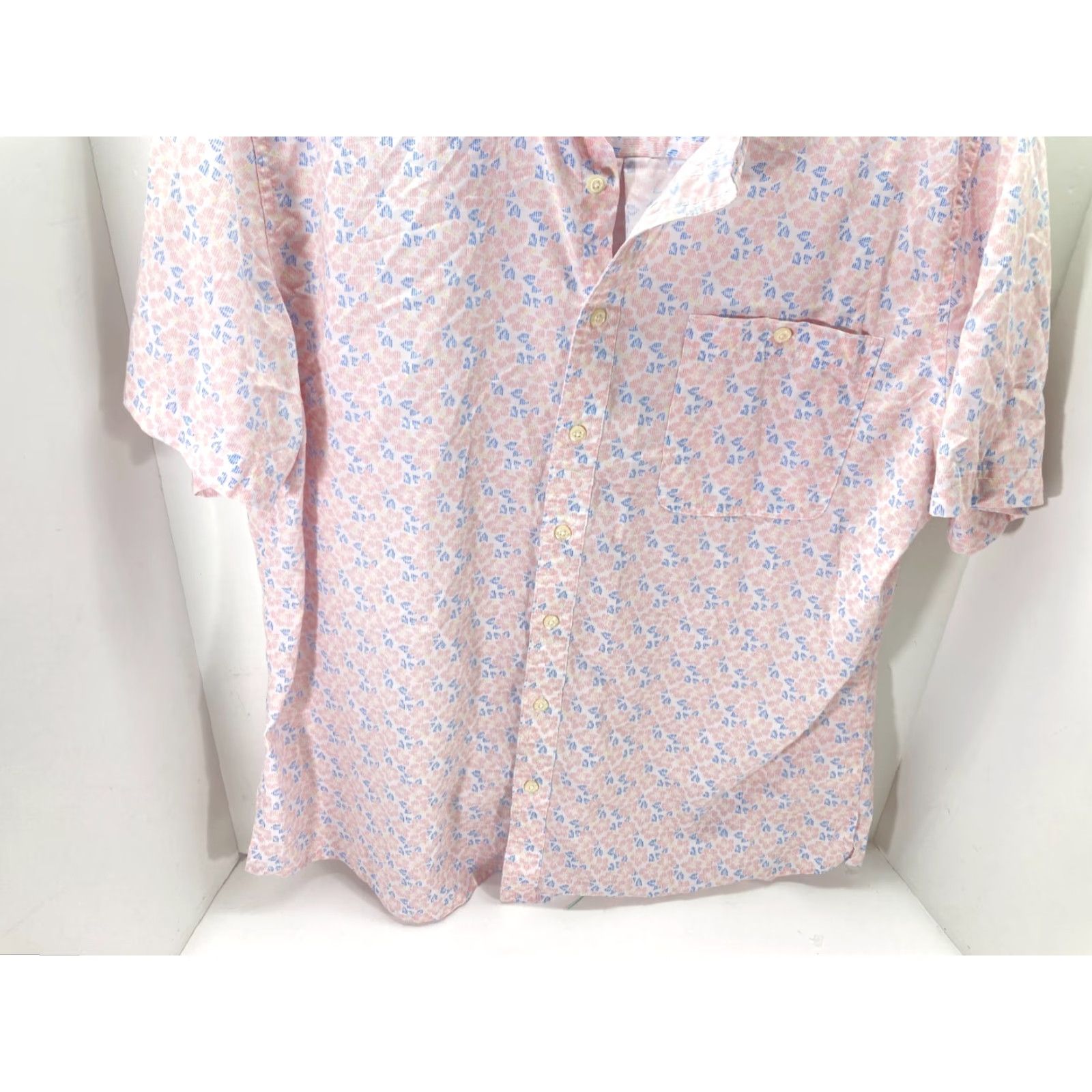 Croft & Barrow Croft & Barrow Button Down Shirt Mens XL Pink Blue Floral Slim Fit Performance Short Sleeve Shirt Size US XL / EU 56 / 4 - 5 Thumbnail