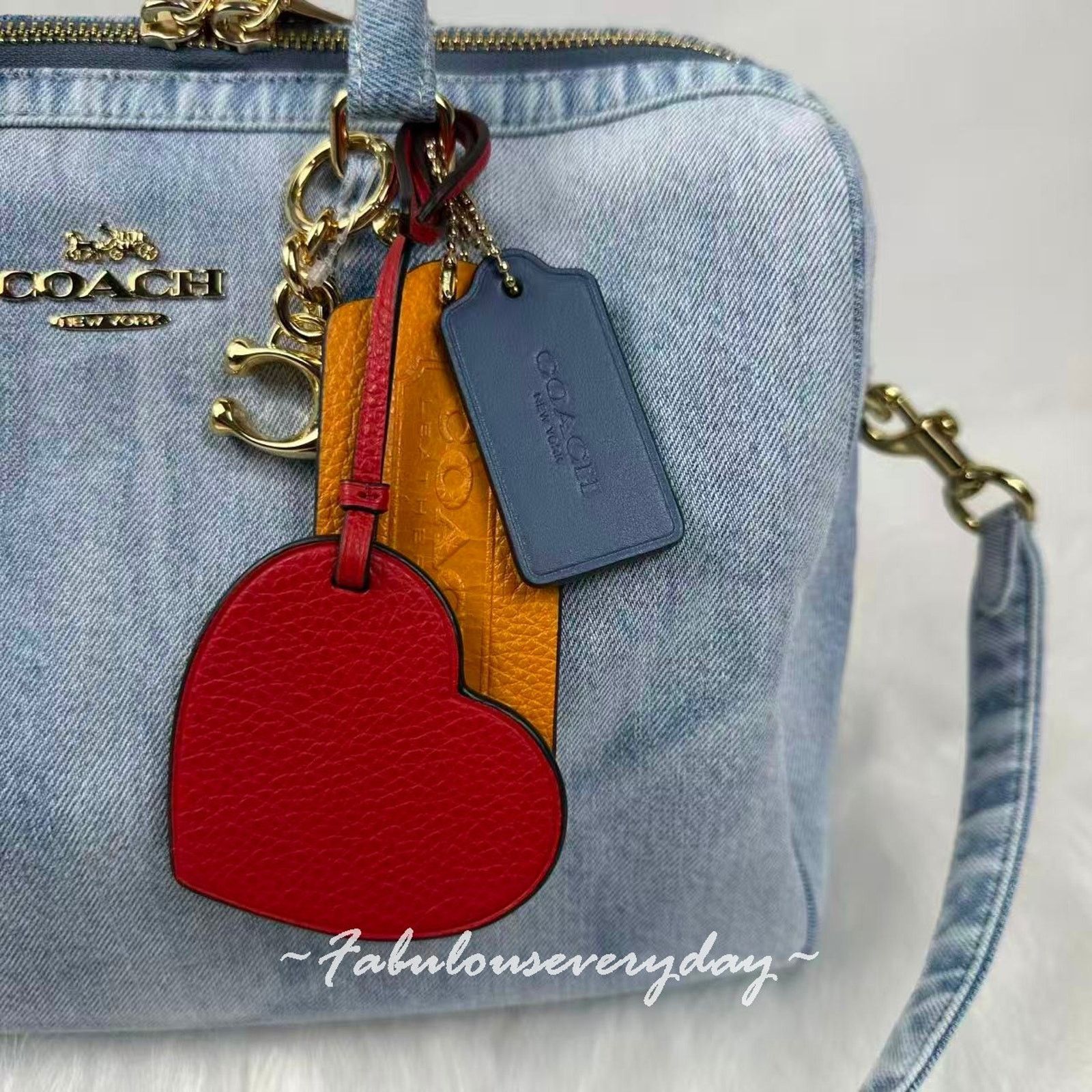 Coach Coach Rowan Large Satchel Loved Denim Charms Light Indigo Size ONE SIZE - 4 Thumbnail