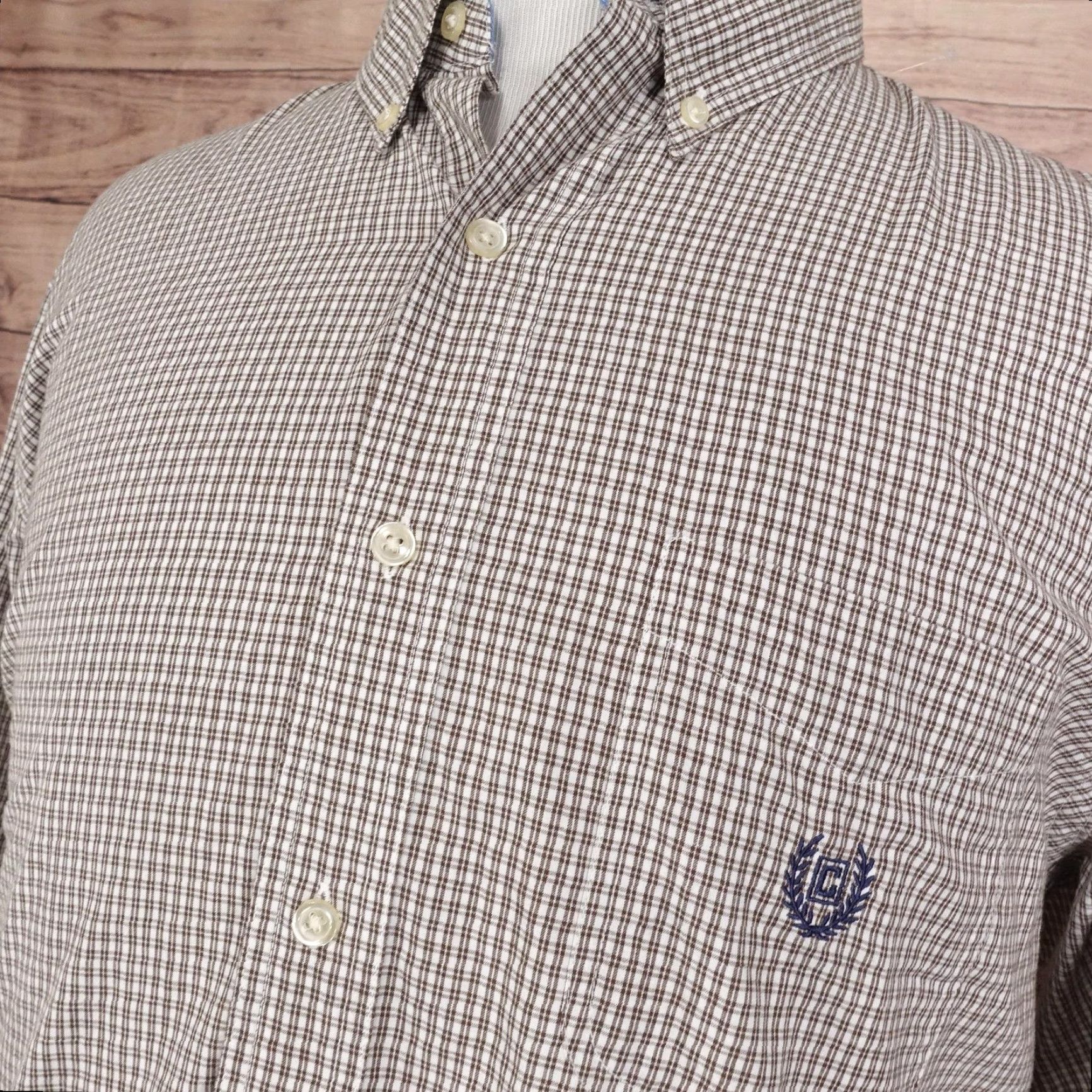 Chaps Chaps Shirt Mens XL Brown Plaid Button-Down Long Sleeve Easy Care Crest Size US XL / EU 56 / 4 - 2 Thumbnail