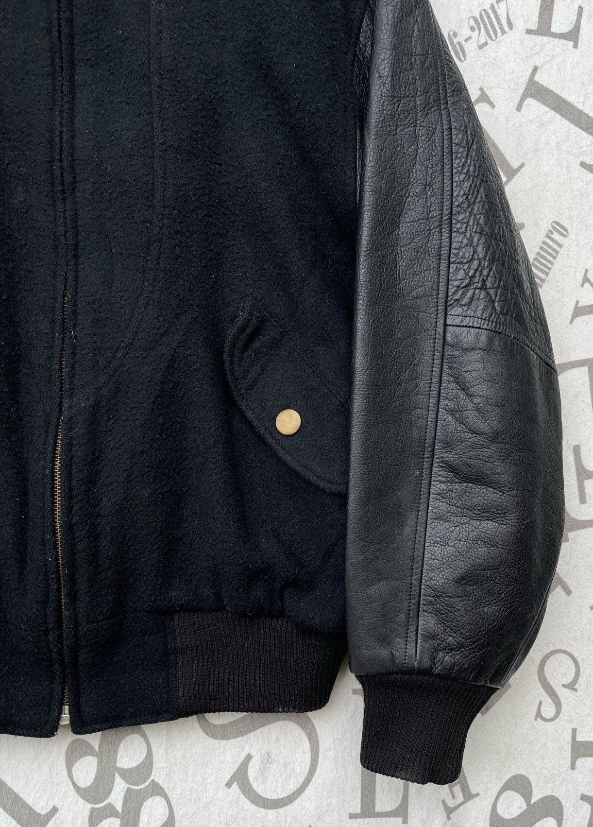 Issey Miyake 🔥Vintage 80's Steam Boat Japan Leather Sleeve Bomber Jacket Size US M / EU 48-50 / 2 - 12 Thumbnail