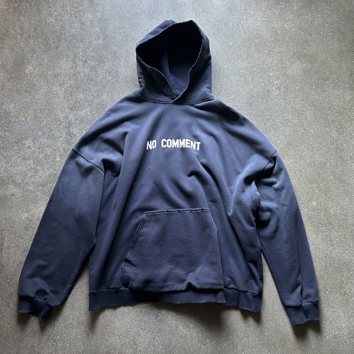 Balenciaga SOLD OUT NO COMMENT HOODIE WIDE FIT IN NAVY BLUE | Grailed
