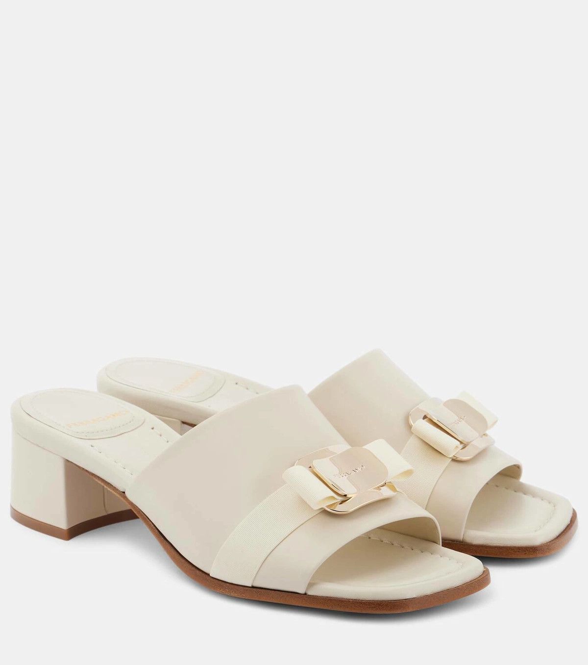 Salvatore Ferragamo o1s1rm0526 Zelie Nappa Leather Mules in Off-White Size US 6 / IT 36 - 2 Thumbnail