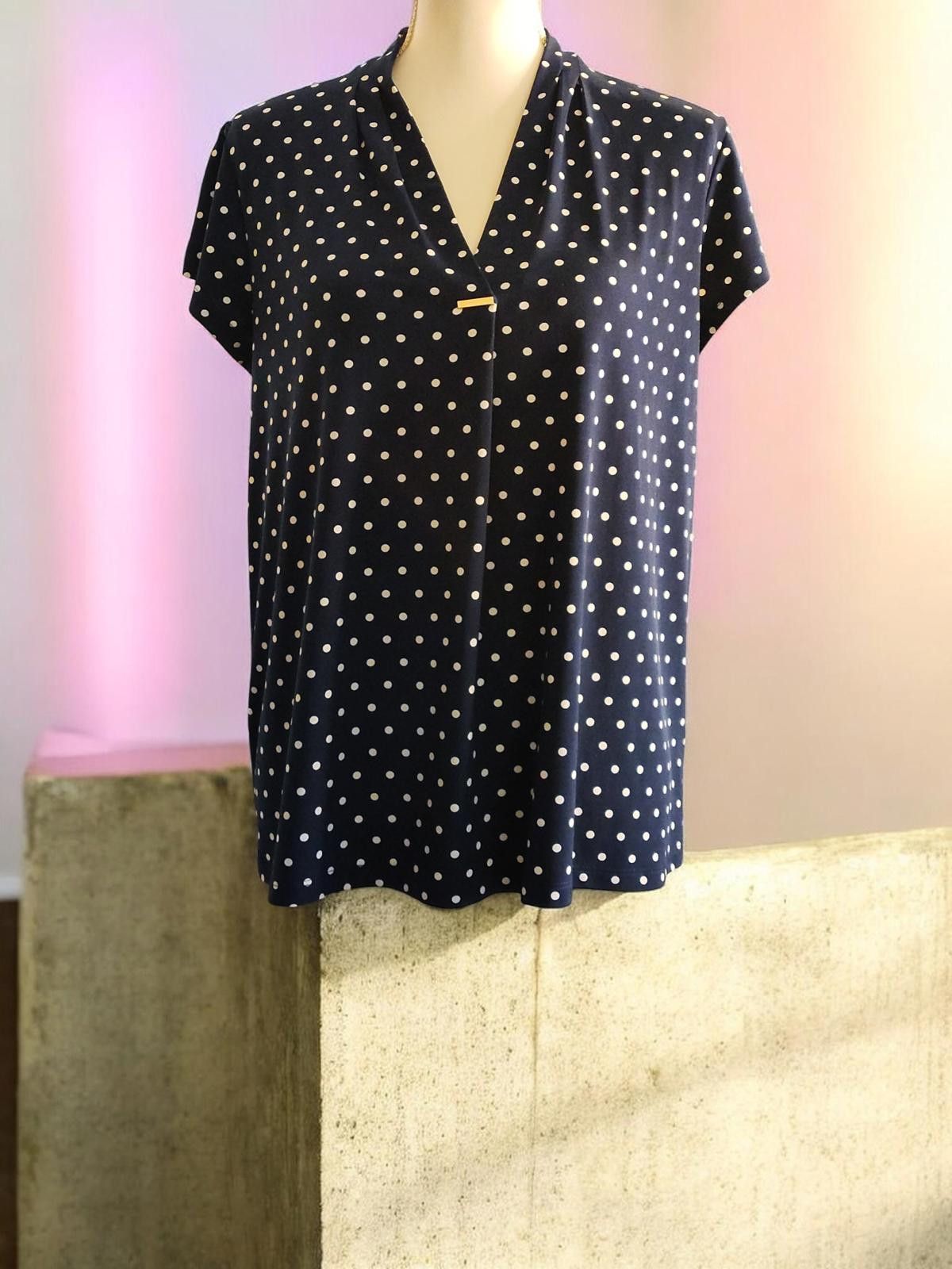 Other Rafaella Medium Navy Blue Polka Dot Blouse - New WithoutTags Size M / US 6-8 / IT 42-44 - 3 Thumbnail