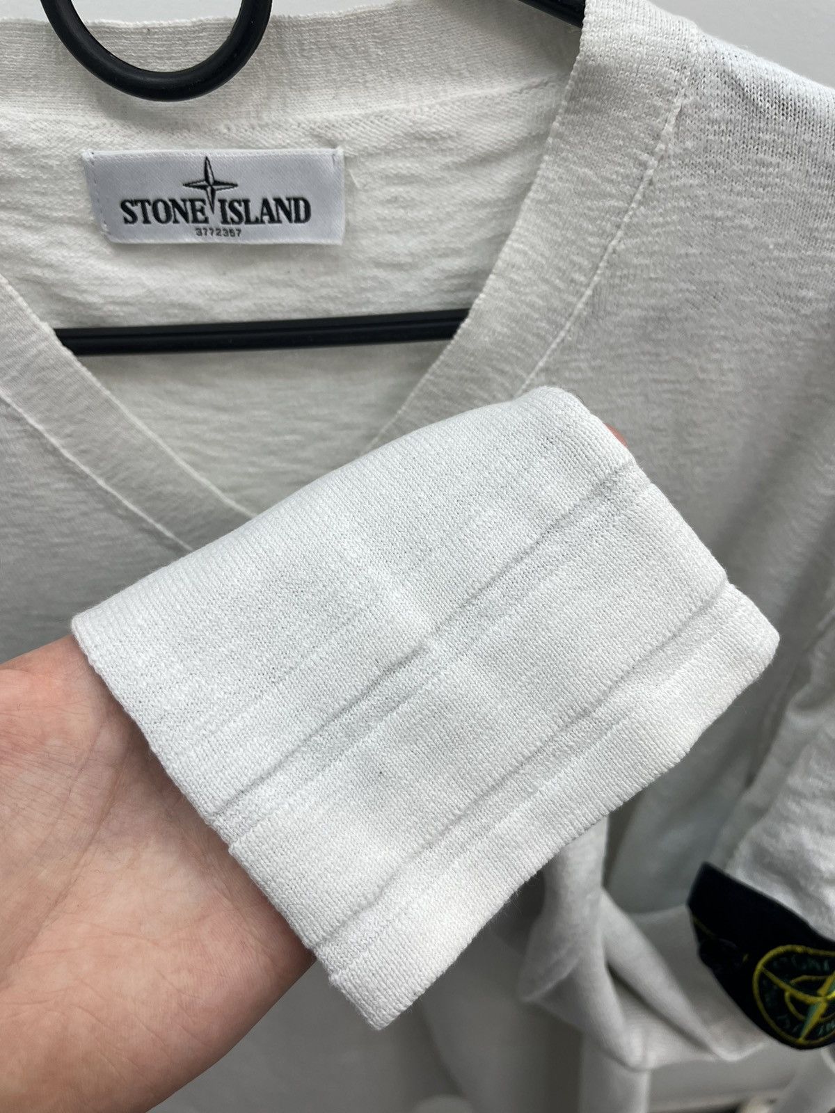 Stone Island Stone Island V-neck Linen Knit Long Sleeve Sweater Size US L / EU 52-54 / 3 - 4 Thumbnail