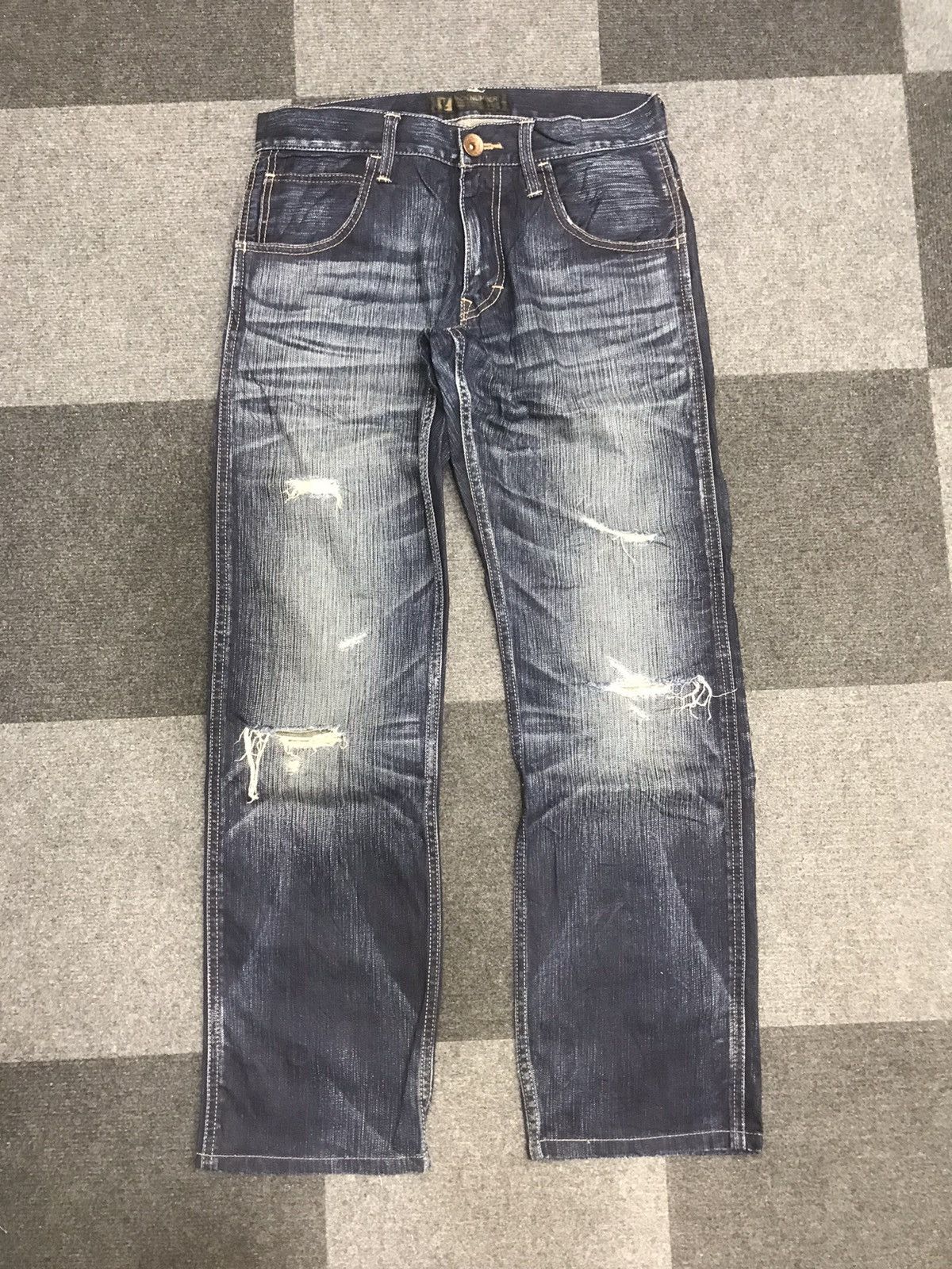 Japanese Brand BACK NUMBER Distressed Buckle Back Jeans Size US 31 - 3 Thumbnail