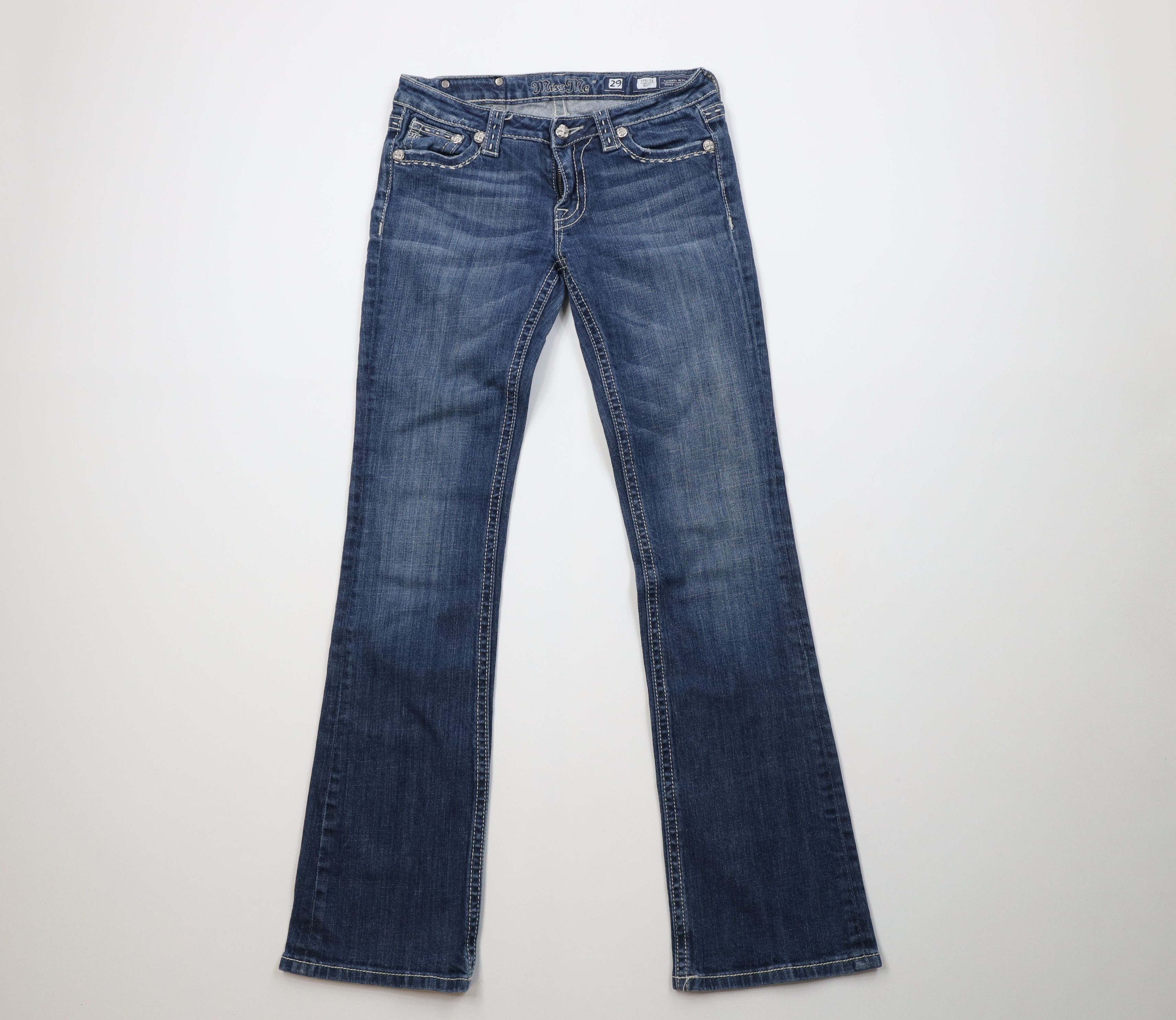 Miss Me Miss Me Stitch Fleur de Lis Flared Bootcut Denim Jeans Blue Size 29" - 1 Thumbnail